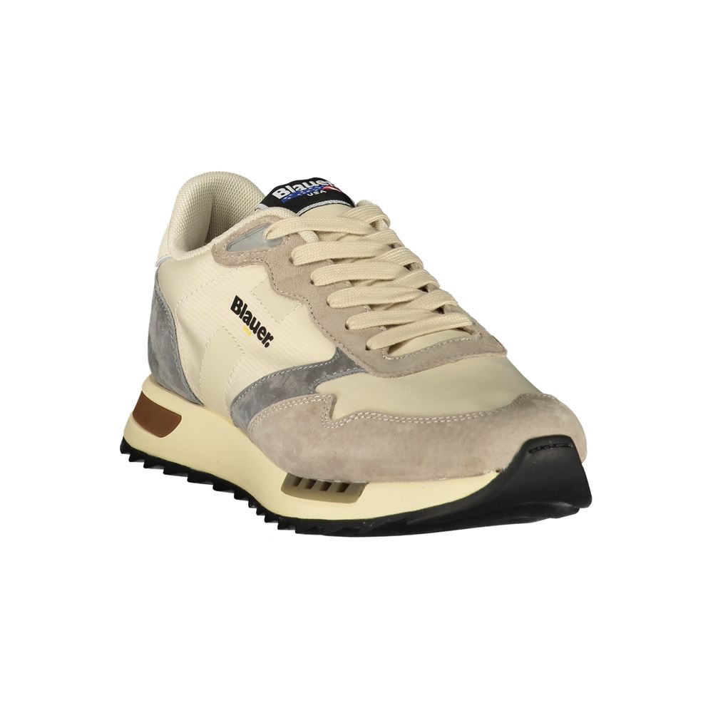 Beiger synthetischer Herren-Sneaker mit Logo-Detail