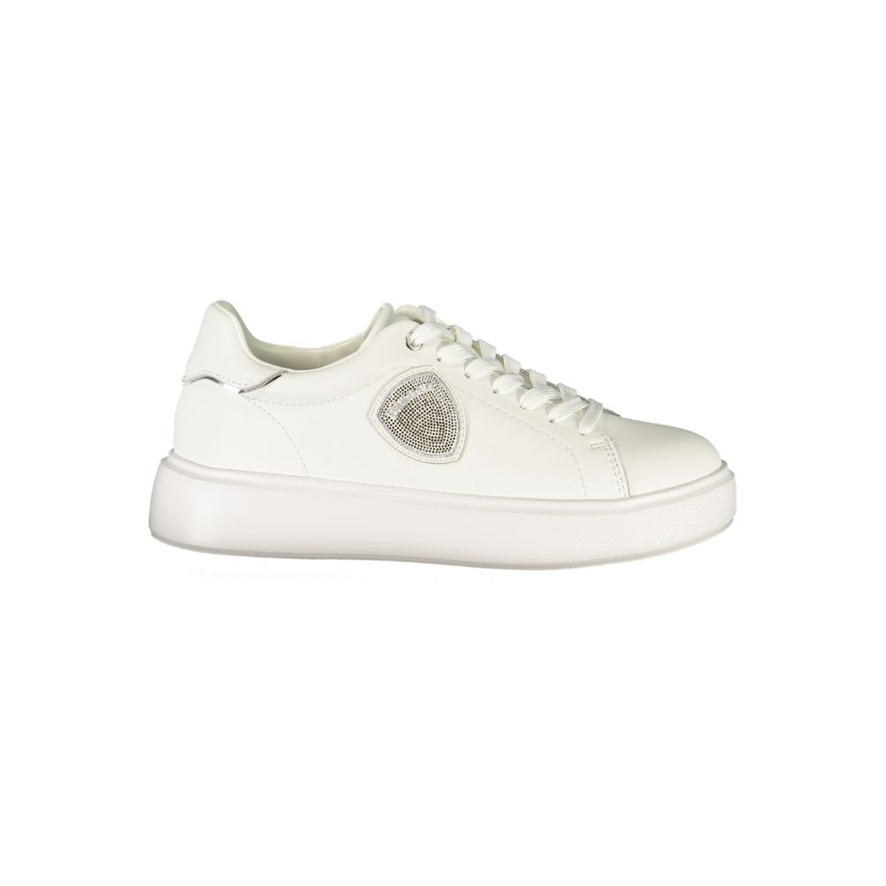 Weiße Damen-Sneaker aus Leder mit silbernem Glitzerdetail