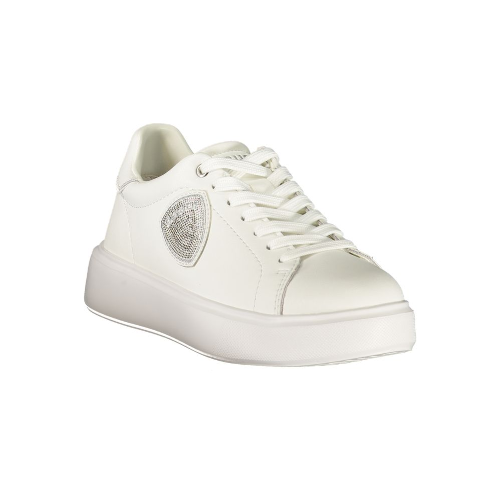 Weiße Damen-Sneaker aus Leder mit silbernem Glitzerdetail