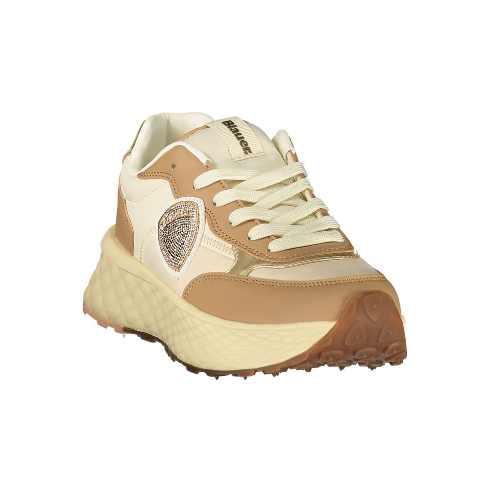 Brown Synthetic Women's Sneaker with Logo Applique