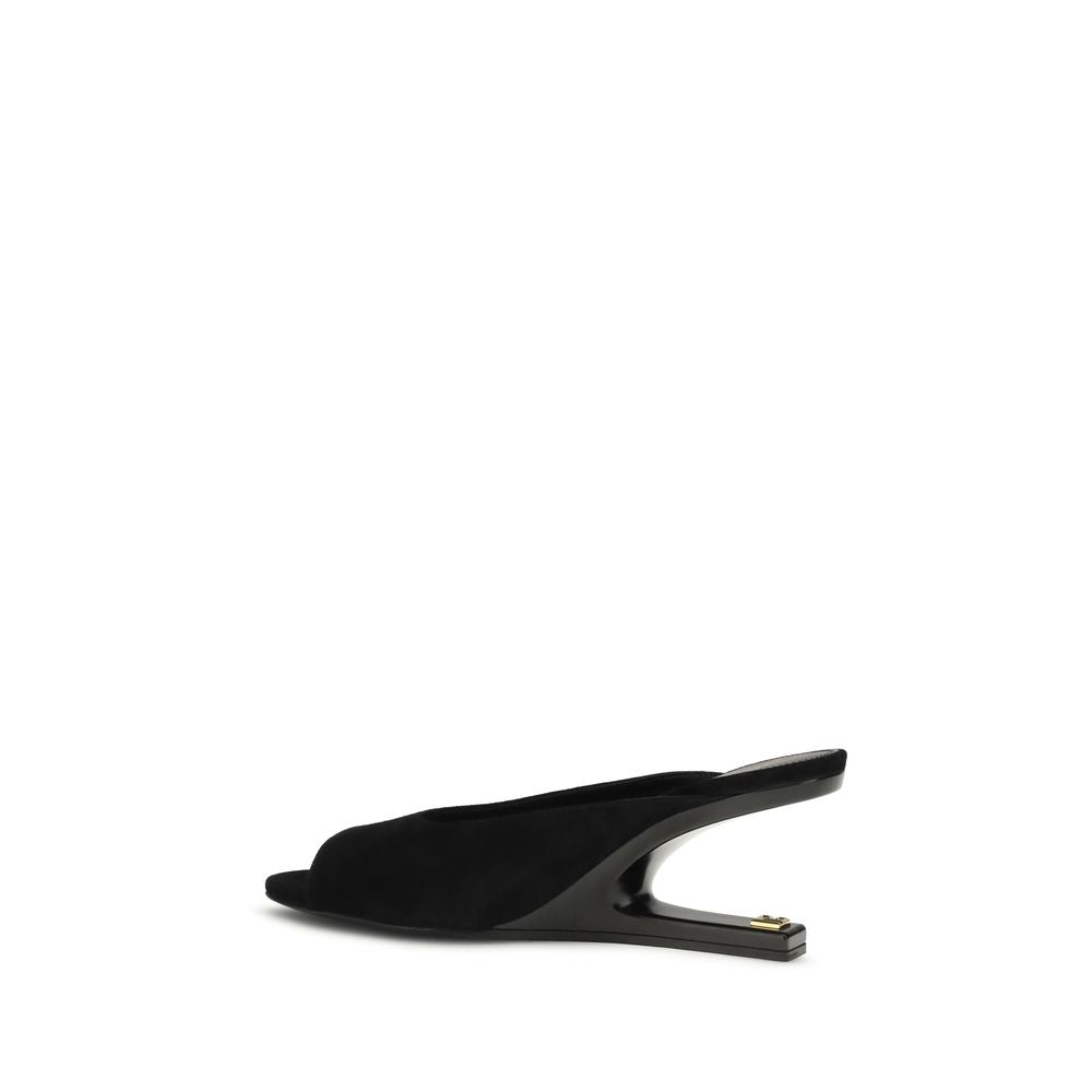 Black Leather Mules with Sculpted Heel Detail