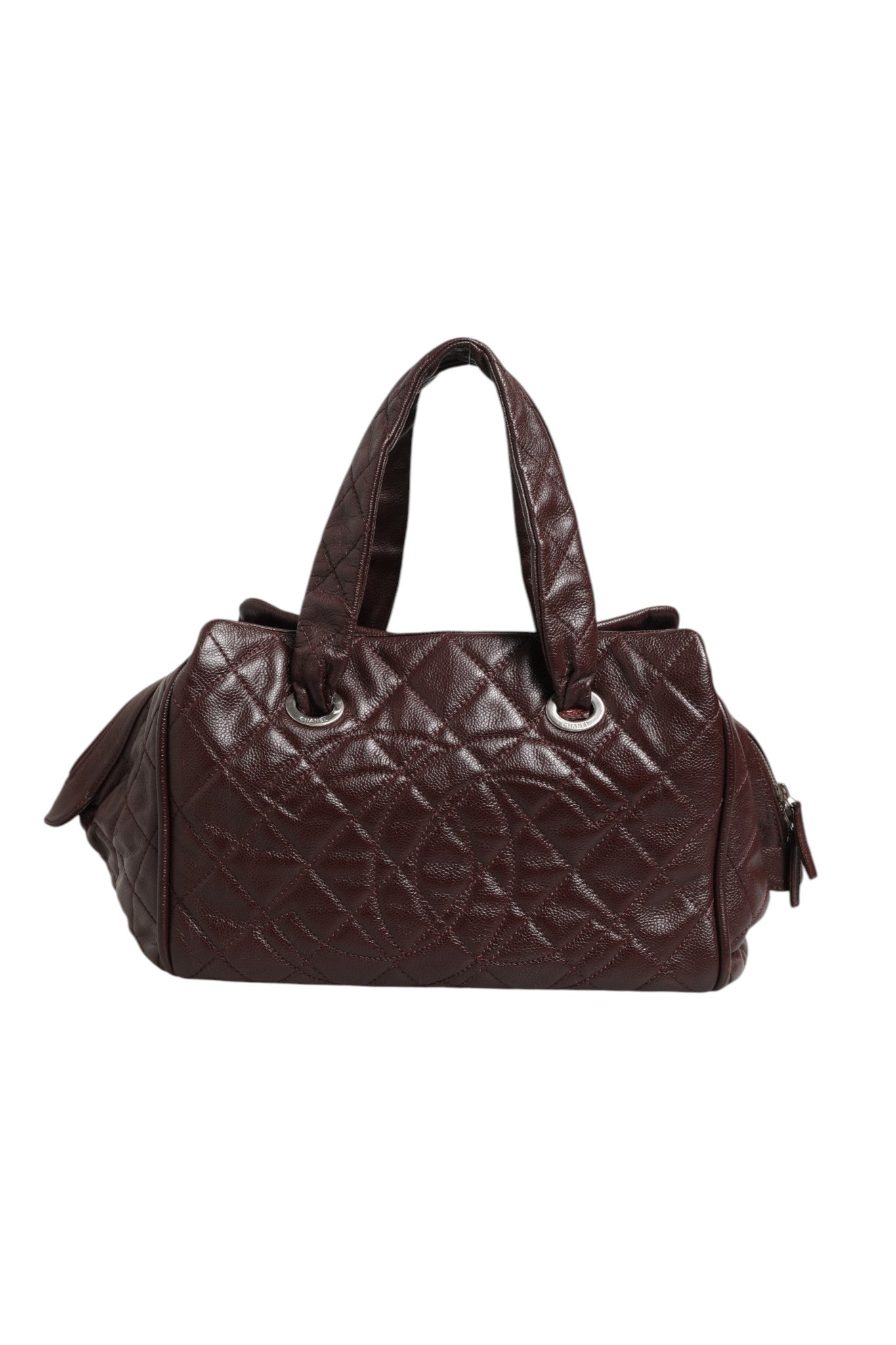 Burgundy Leather Bowler Bag by Chanel
