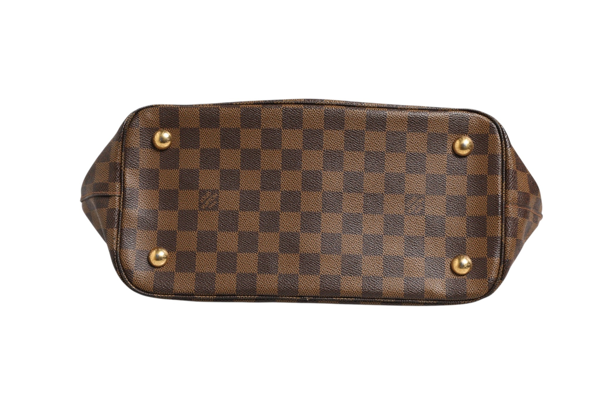 Braune Leder Damier Ebene Belmont Tote Bag mit Riemen