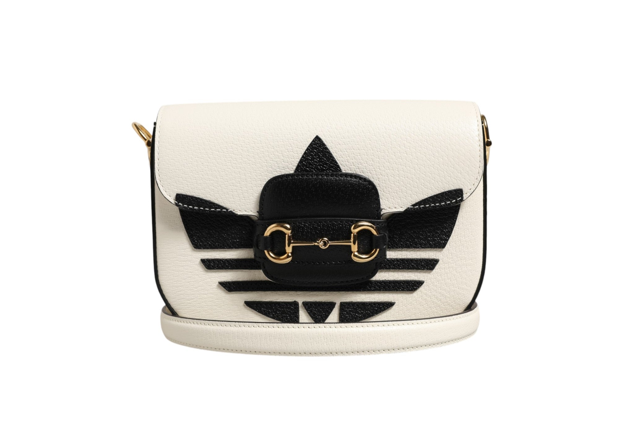 White Leather Mini Shoulder Bag Gucci x Adidas Horsebit 1955