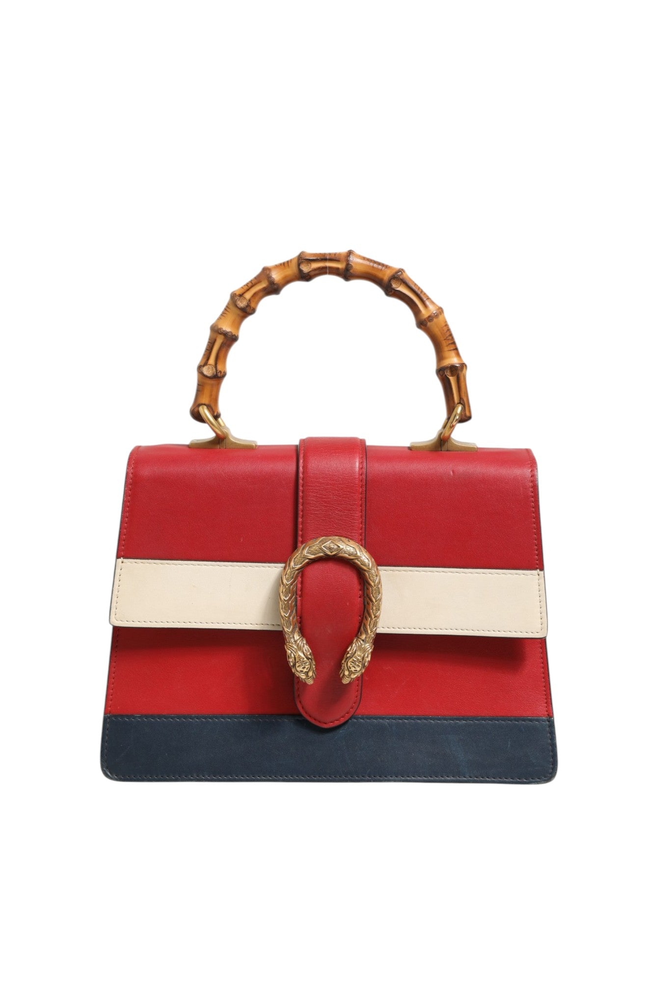 White Blue Red Dionysus Medium Top Handle Bag Leather