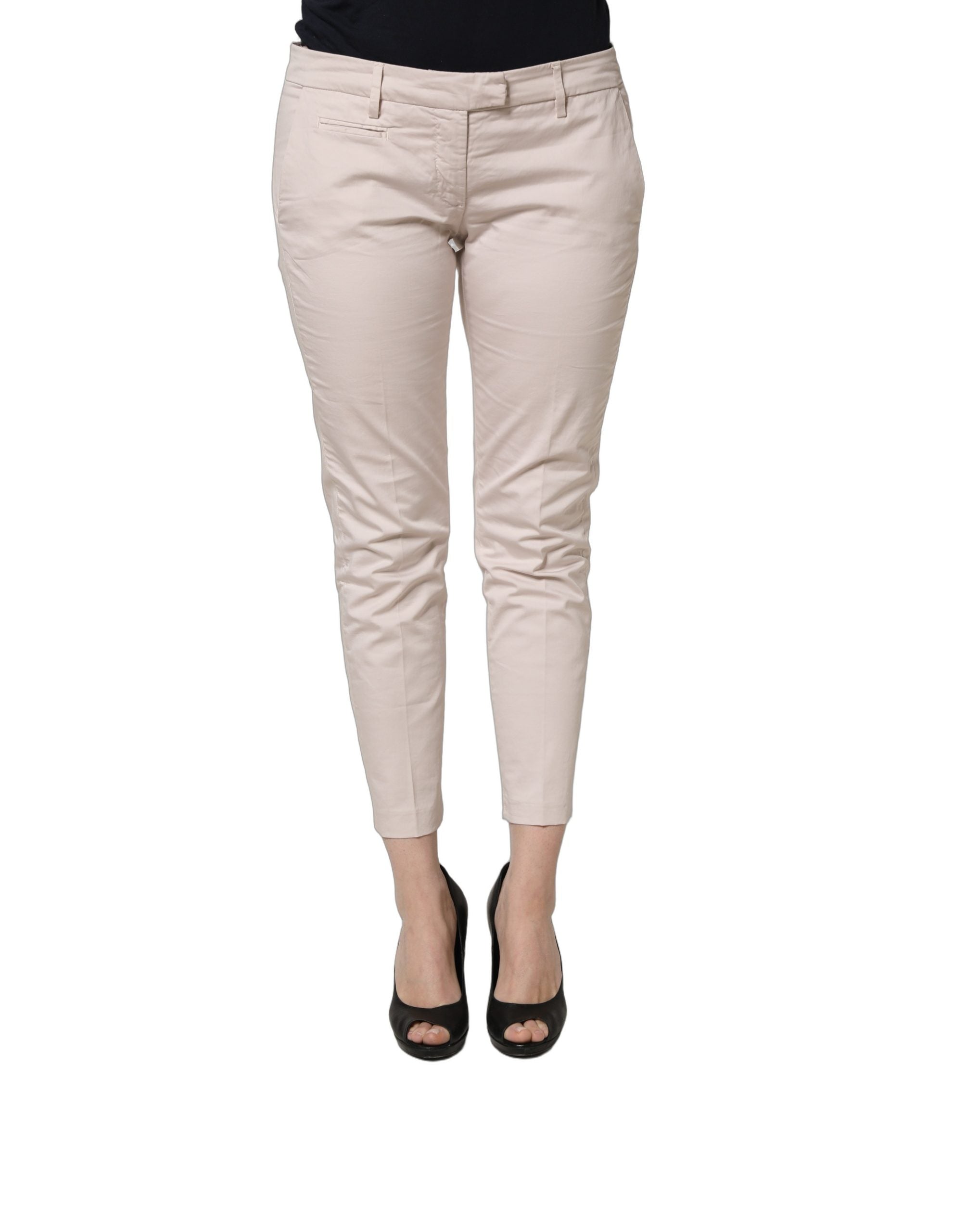 Beige Cropped Tapered Hose