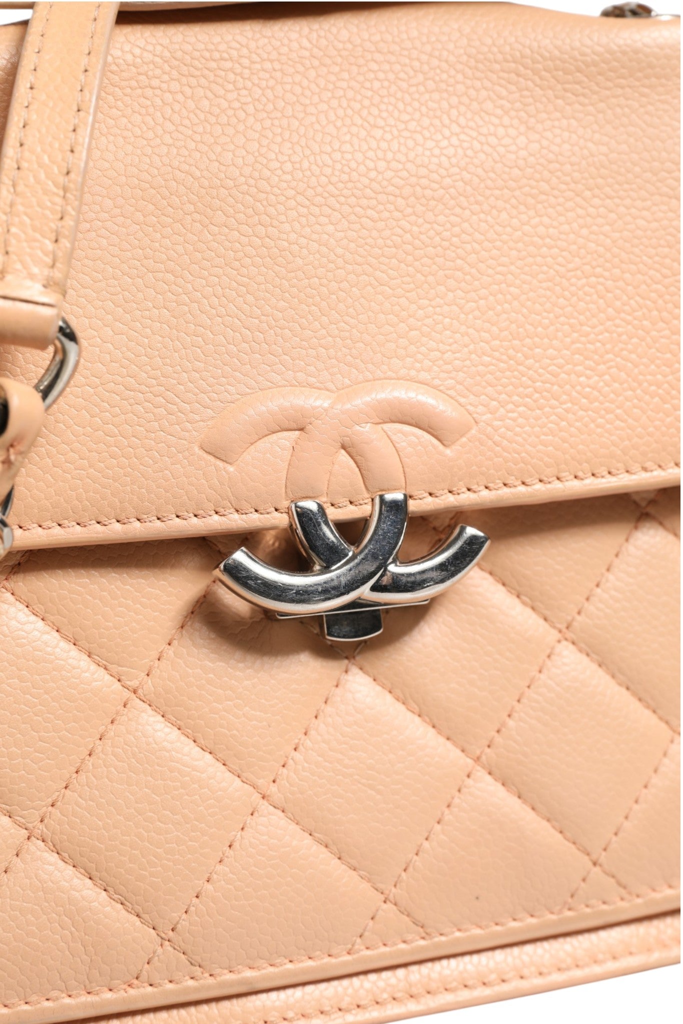 Pastel Pink Leather Quilted Small CC Box Flap Bag