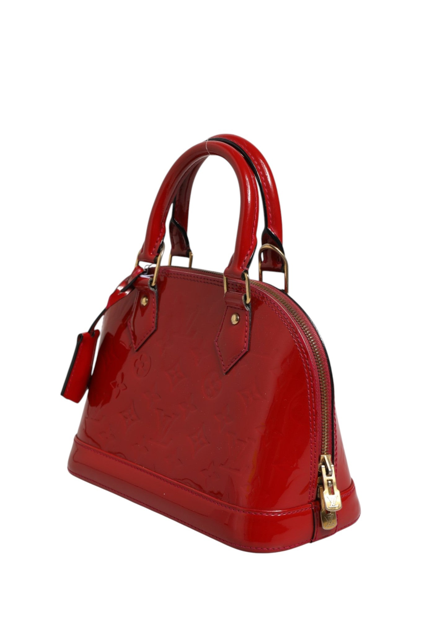 Ruby Red Leather Alma BB Bag with Strap Vernis Finish