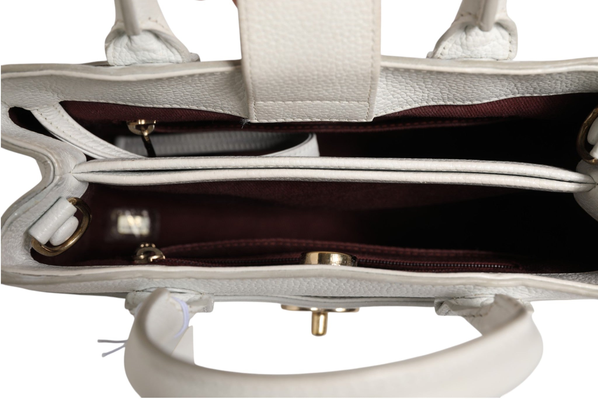 White Leather Neo Executive Tote with Strap