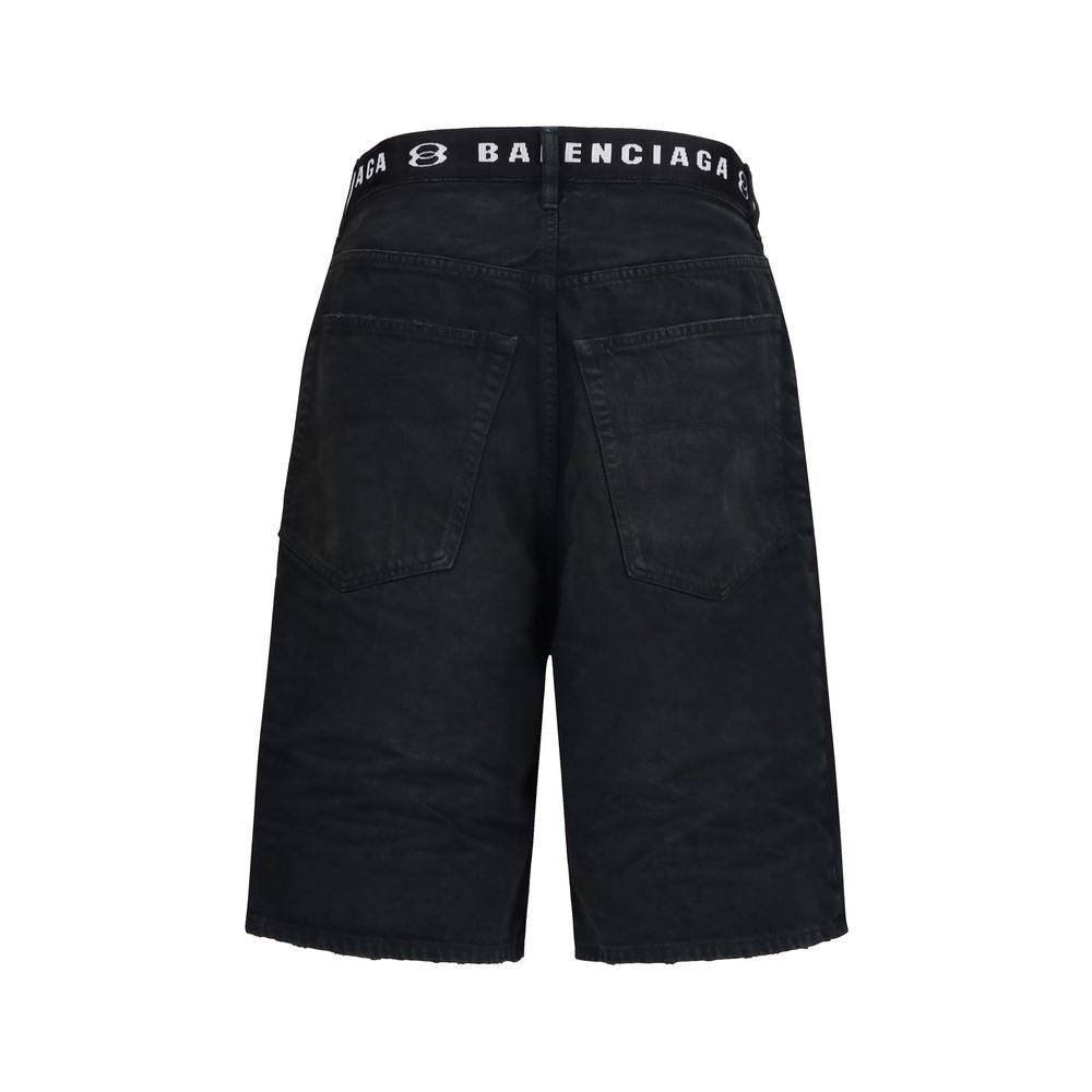 Balenciaga Black Cotton Bermuda Shorts