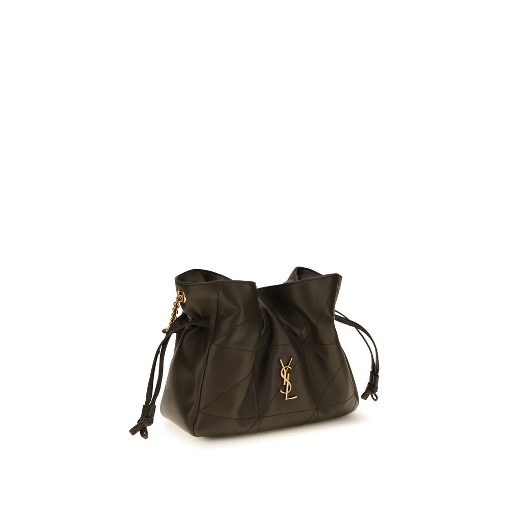 Bicolor-Leder-Schultertasche mit Kettenriemen