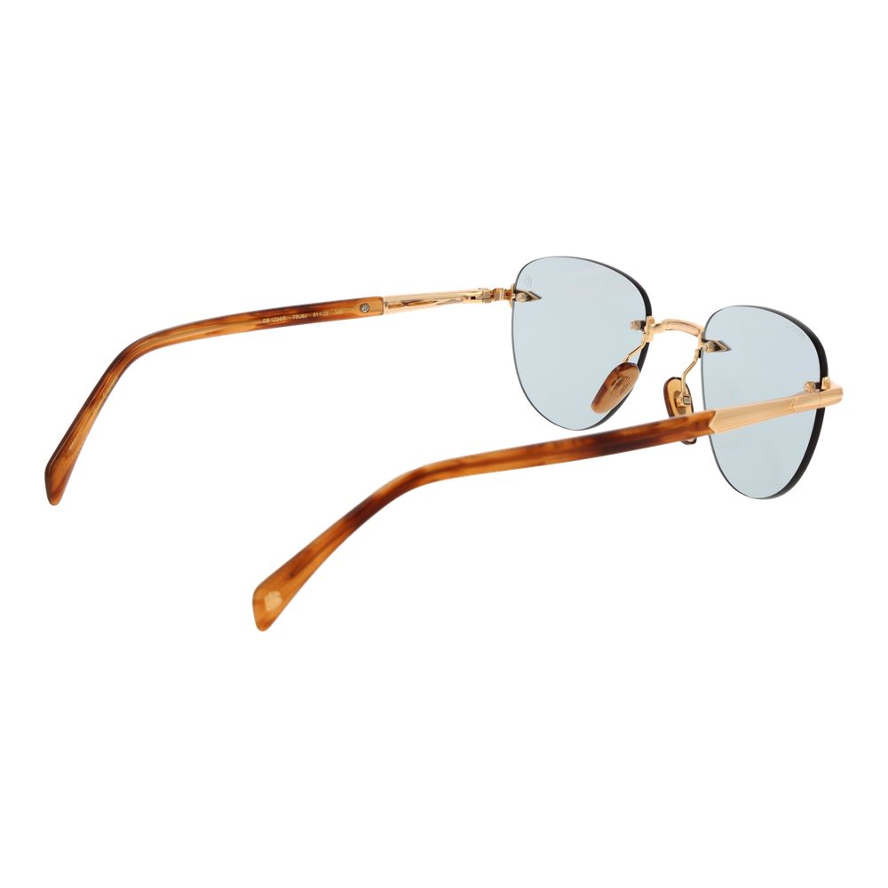 Goldfarbene Synthetik-Sonnenbrille mit blauen Gläsern