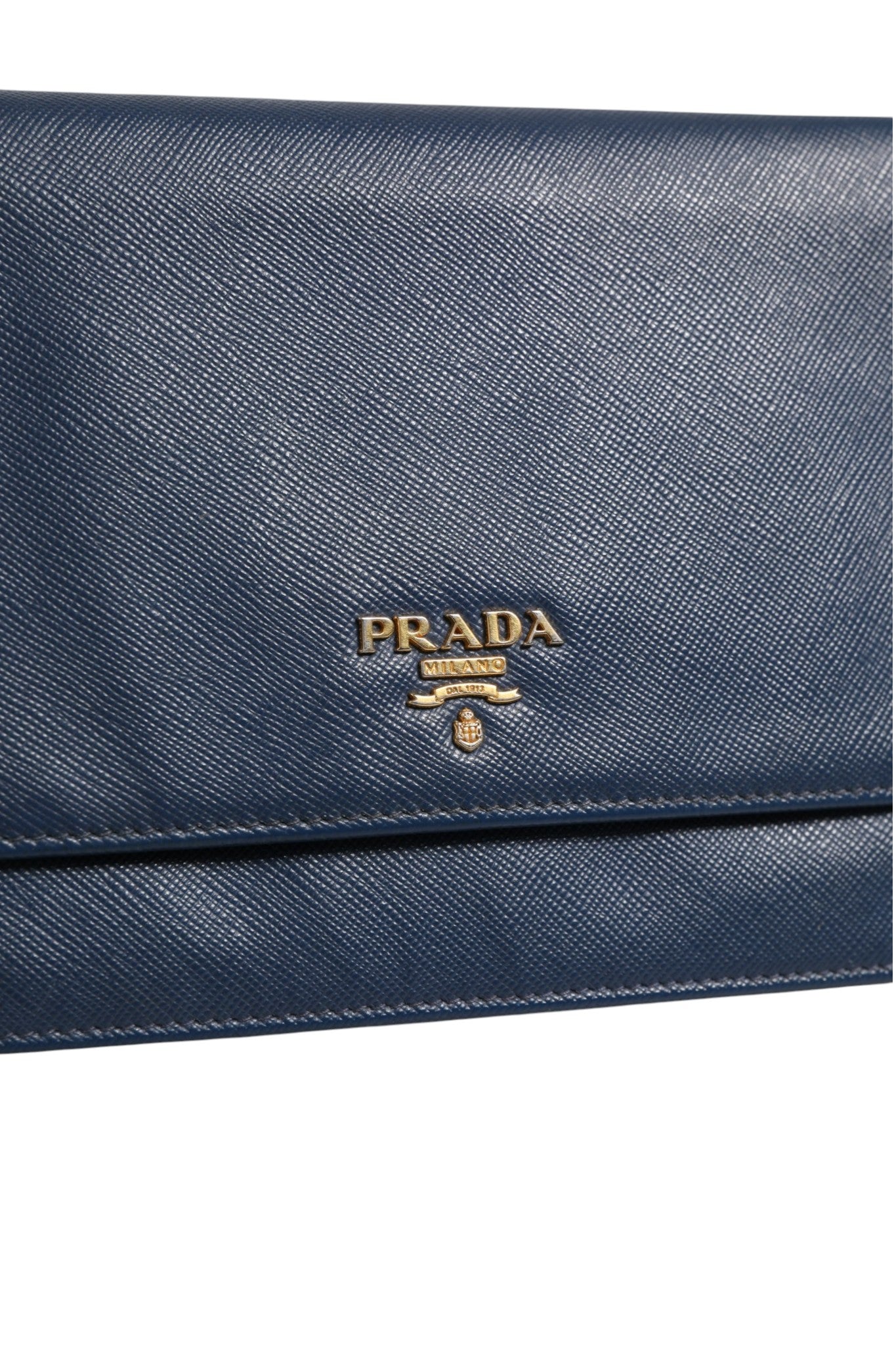 Blue Leather Wallet on Chain Clutch Bag