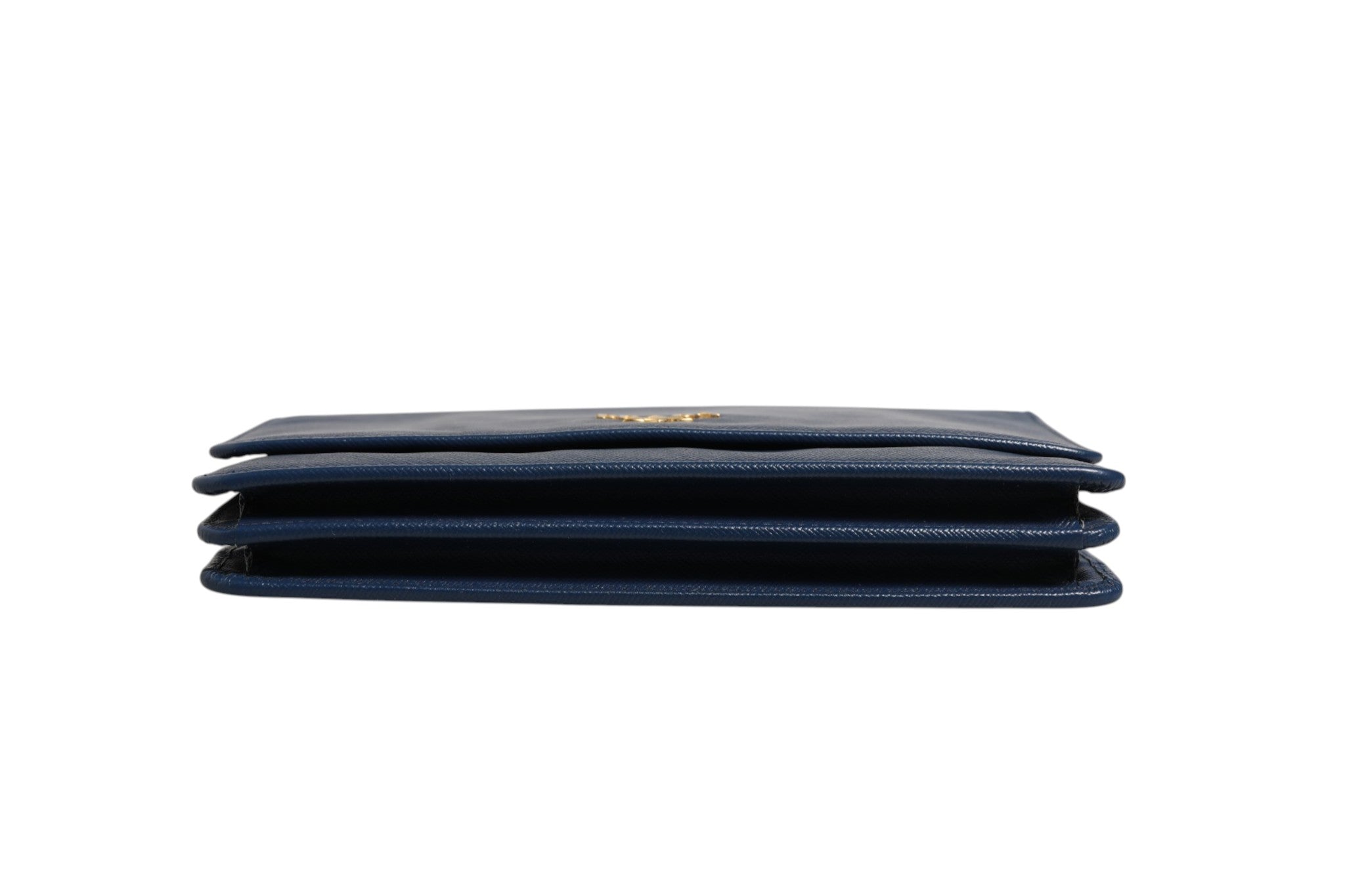 Prada Blaue Saffiano Leder Geldbörse mit Kette Clutch-Tasche