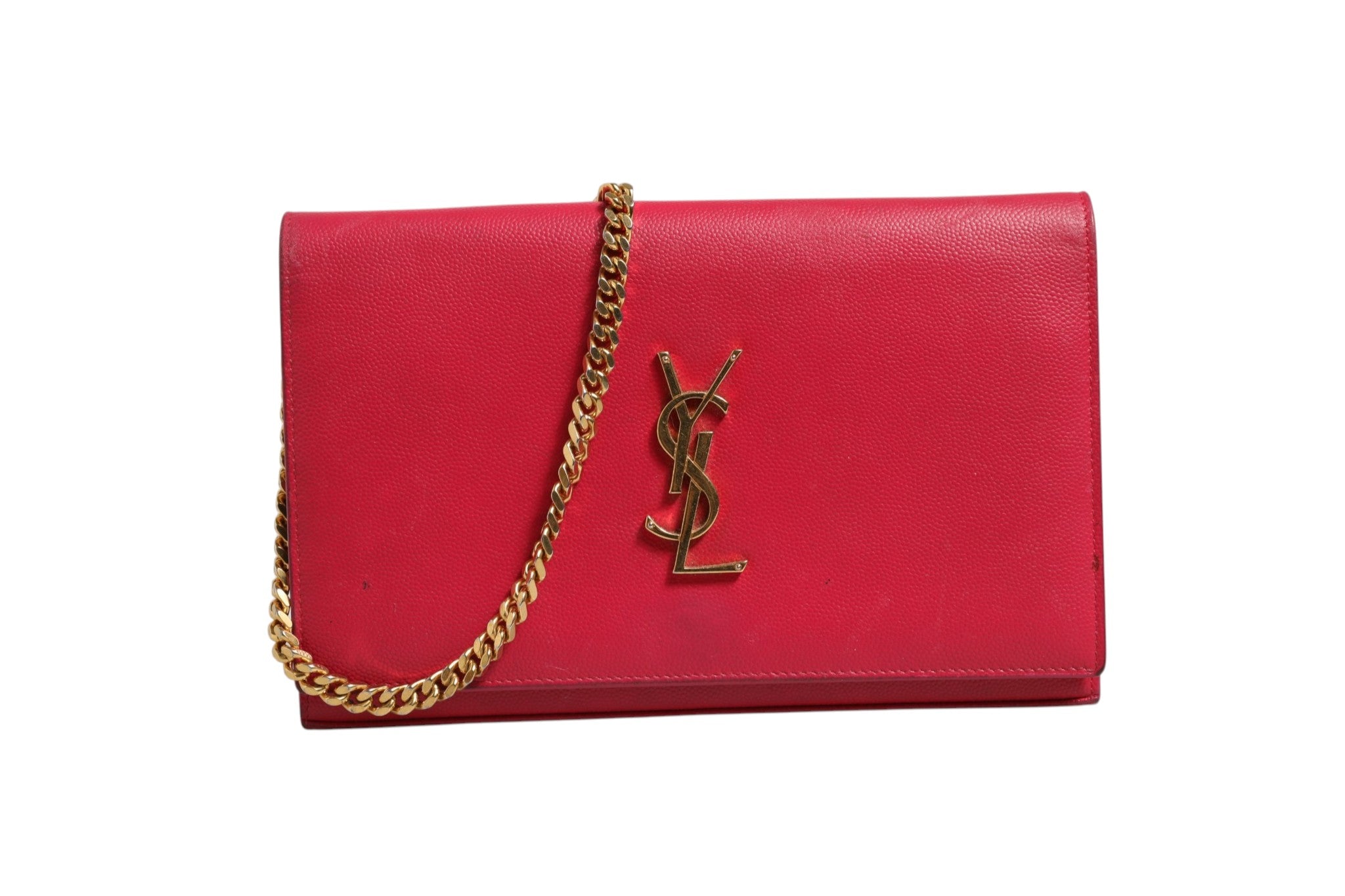 Pink Leather Monogram Wallet on Chain