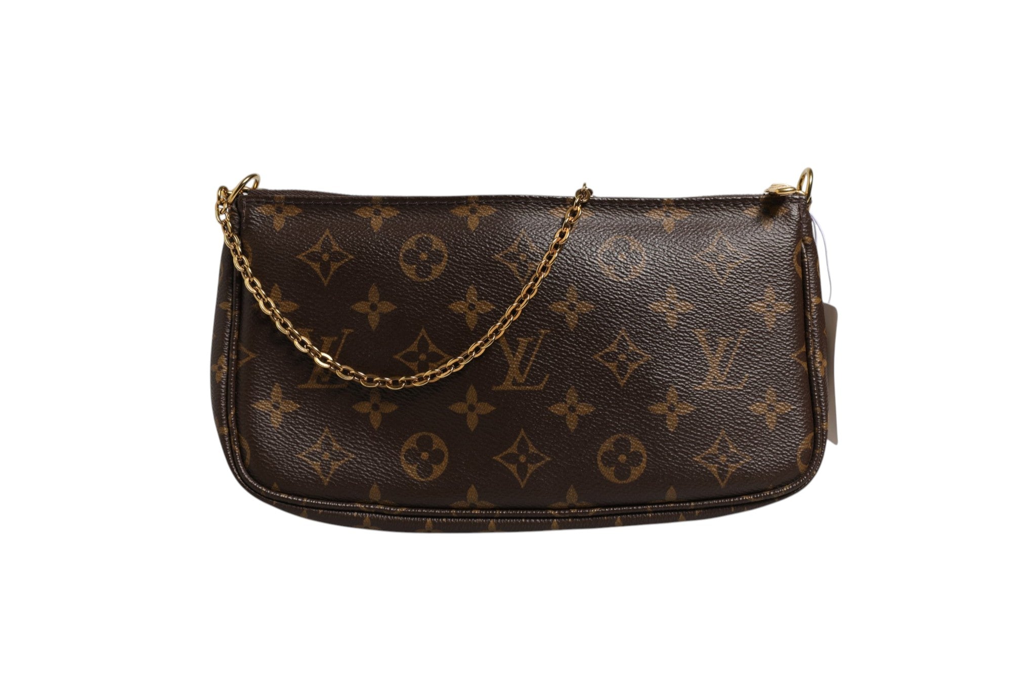 Braune Leder-Monogramm-Multi-Pochette Accessoires Tasche