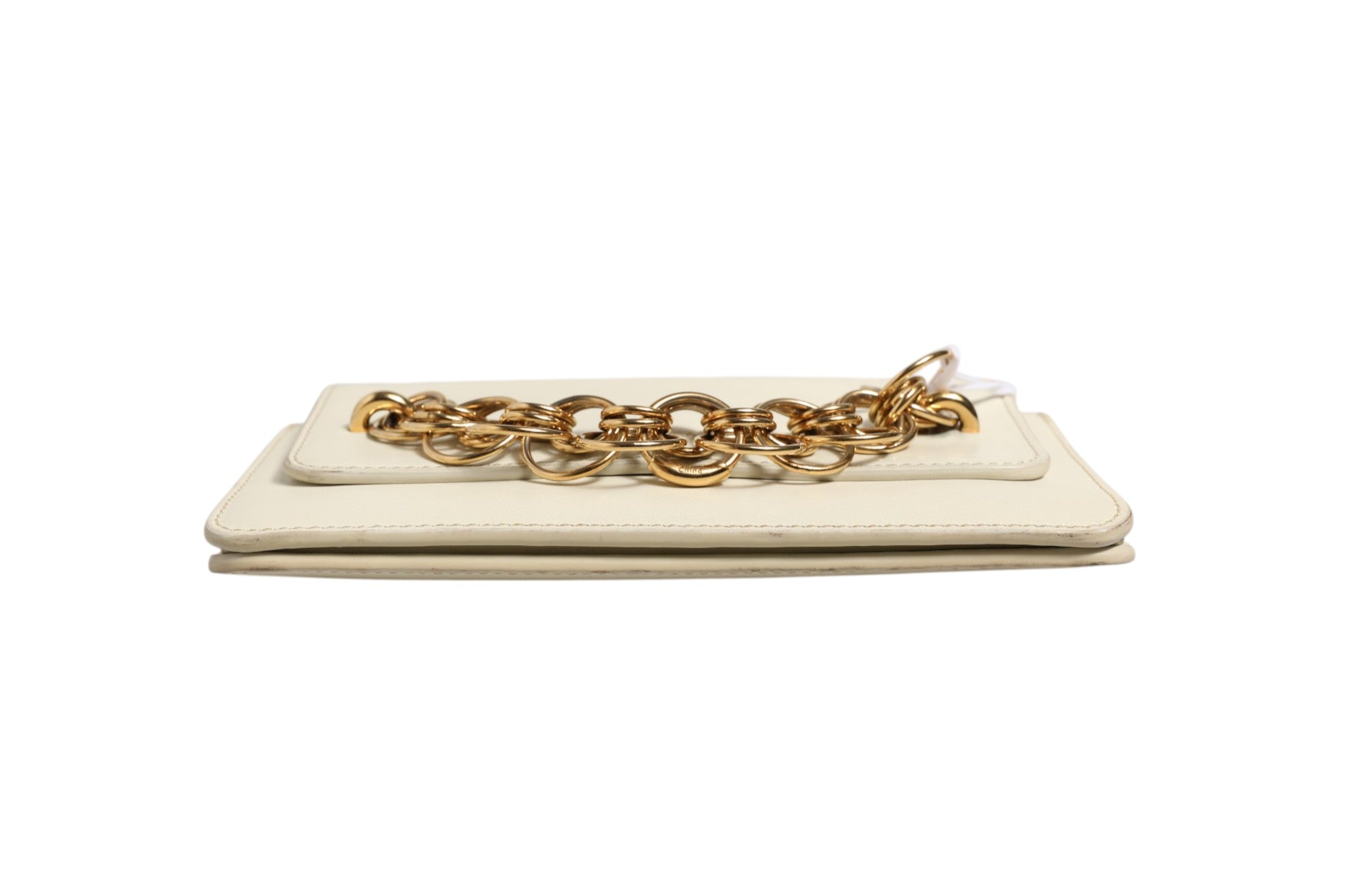 White Leather Drew Bijou Small Clutch with Strap