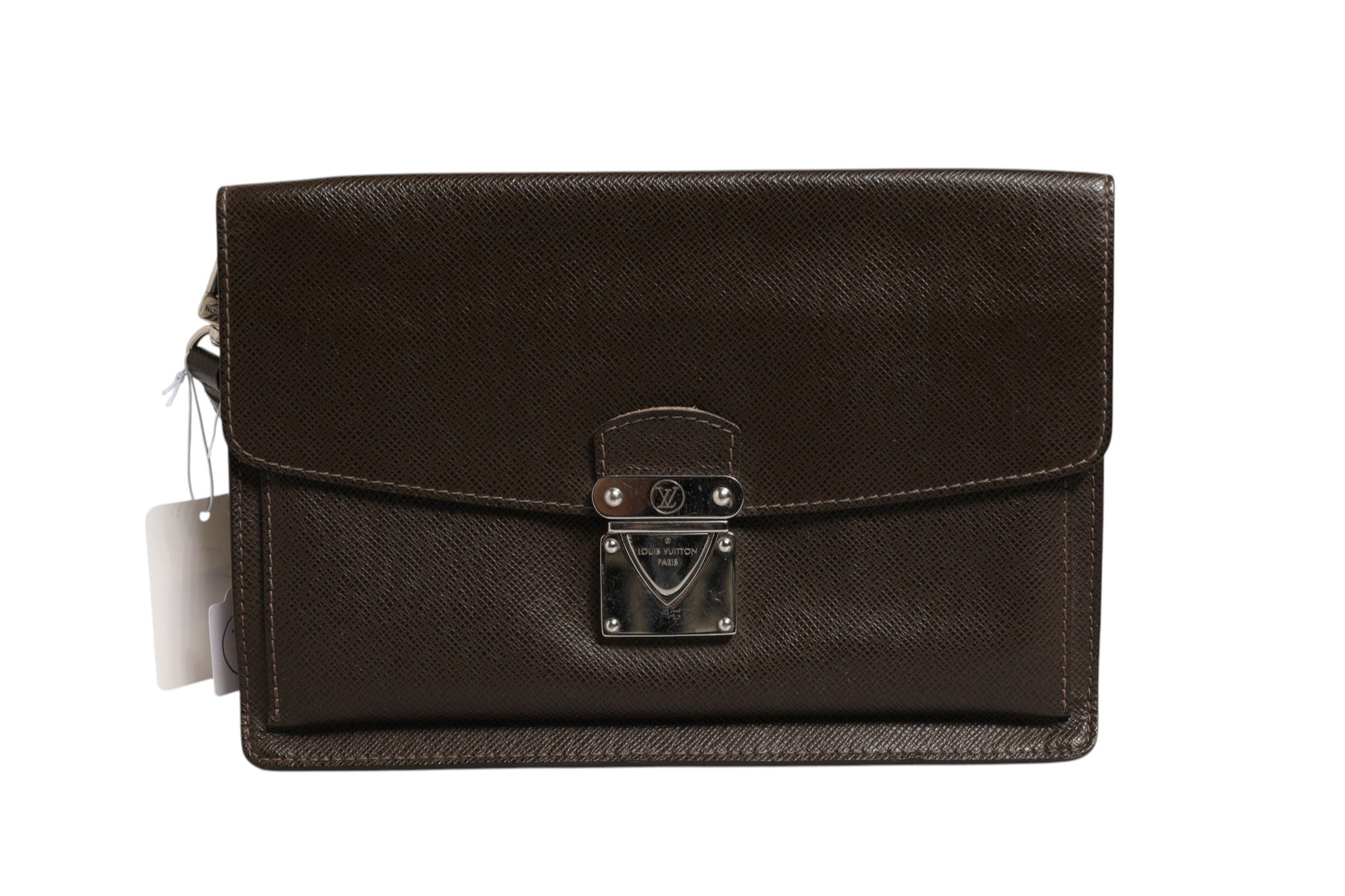 Brown Belaia Leather Clutch Taiga