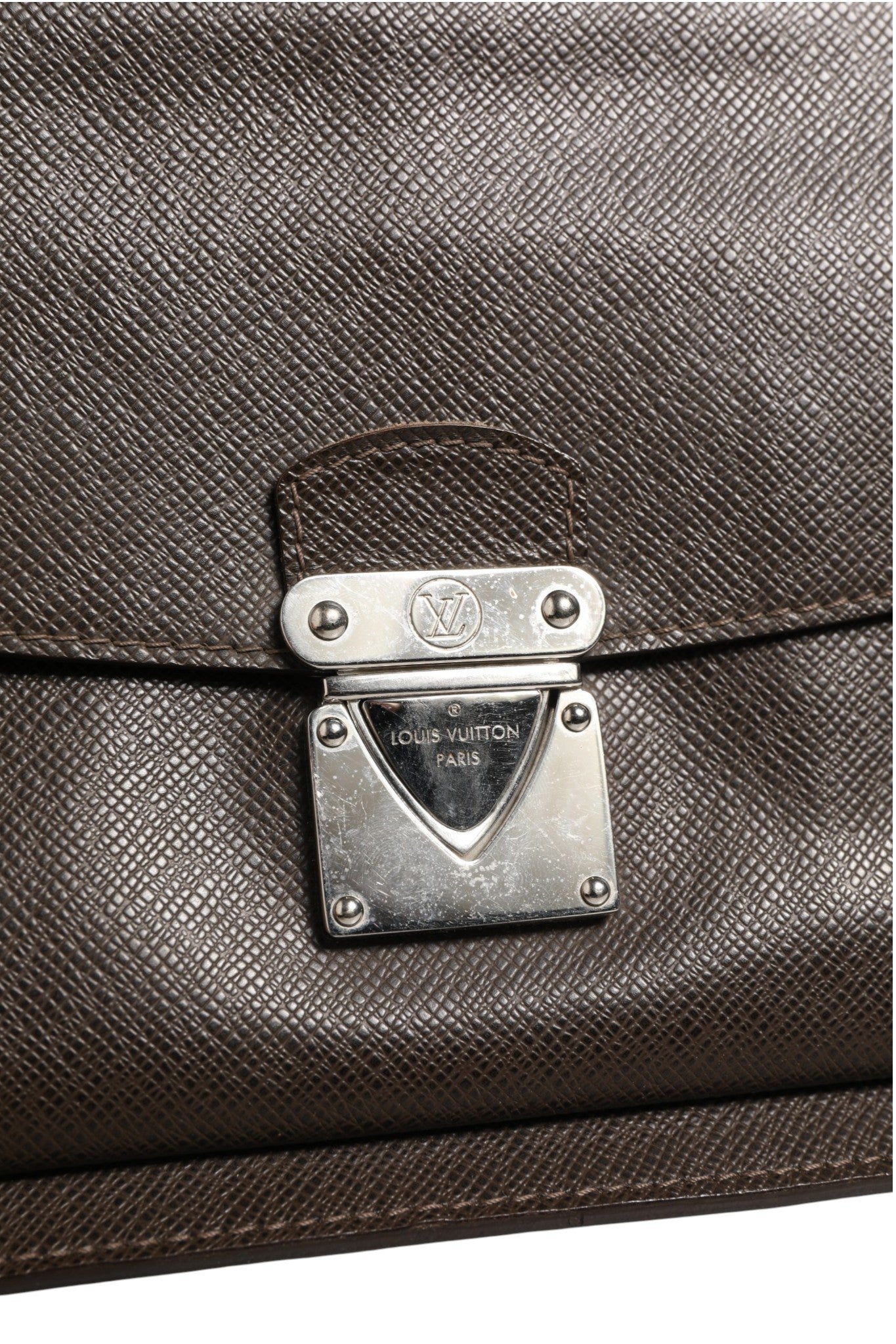 Brown Belaia Leather Clutch Taiga