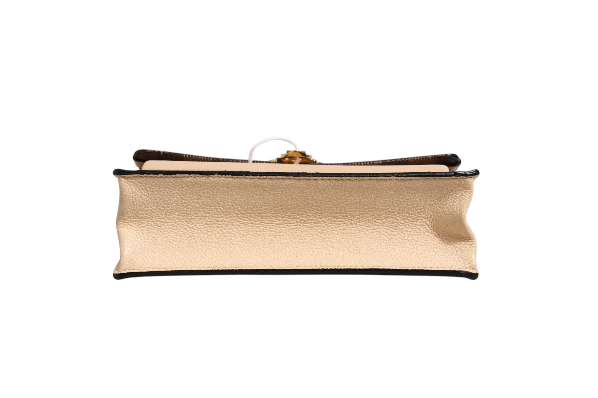 Brown Leather Damier Ebene Vavin Chain Wallet