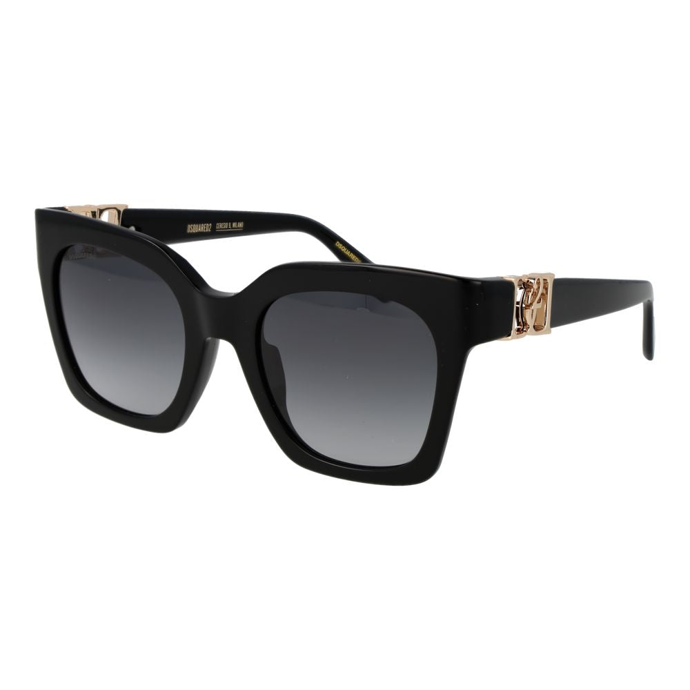Black Synthetic Butterfly Sunglasses with Gradient Lenses