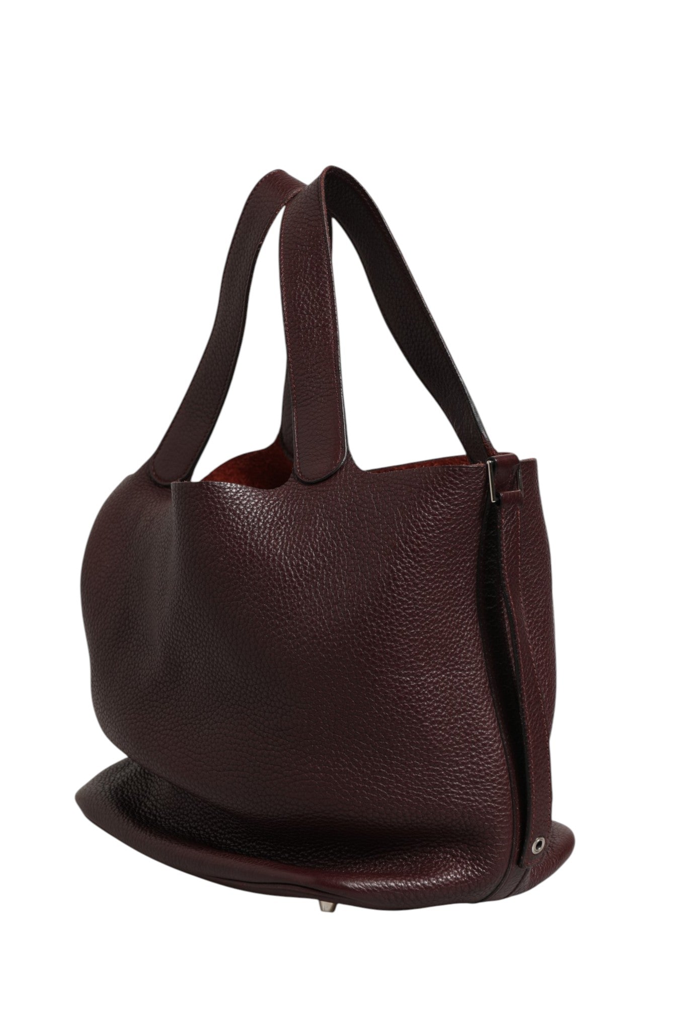 Aulæ Burgundy Picotin Taurillon Leather Handbag