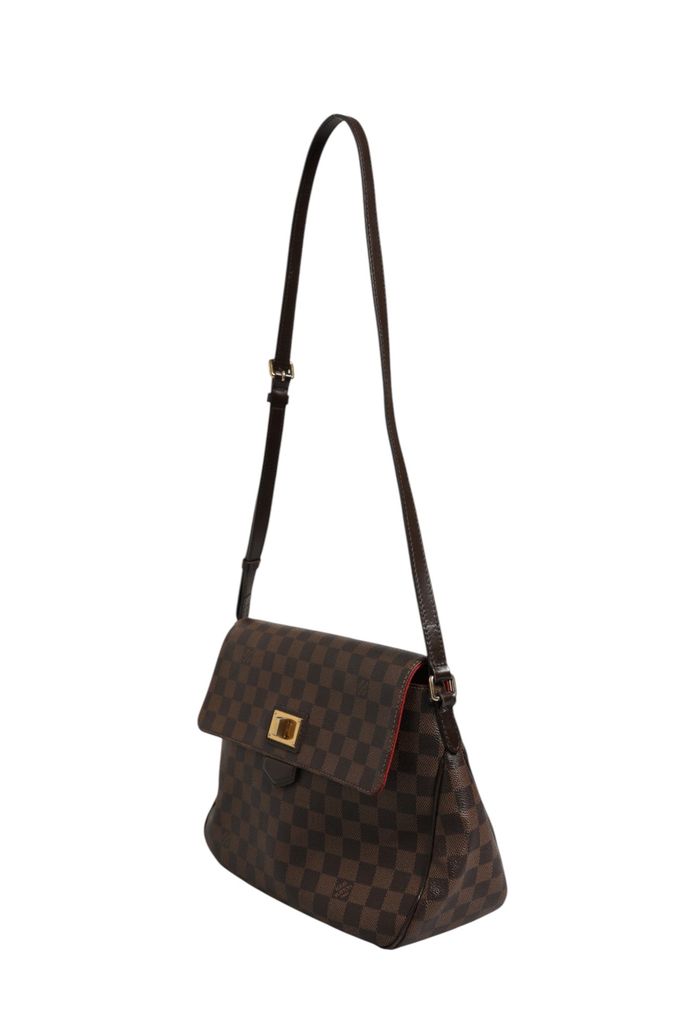Brown Leather Damier Ebene Rosebery Crossbody Bag