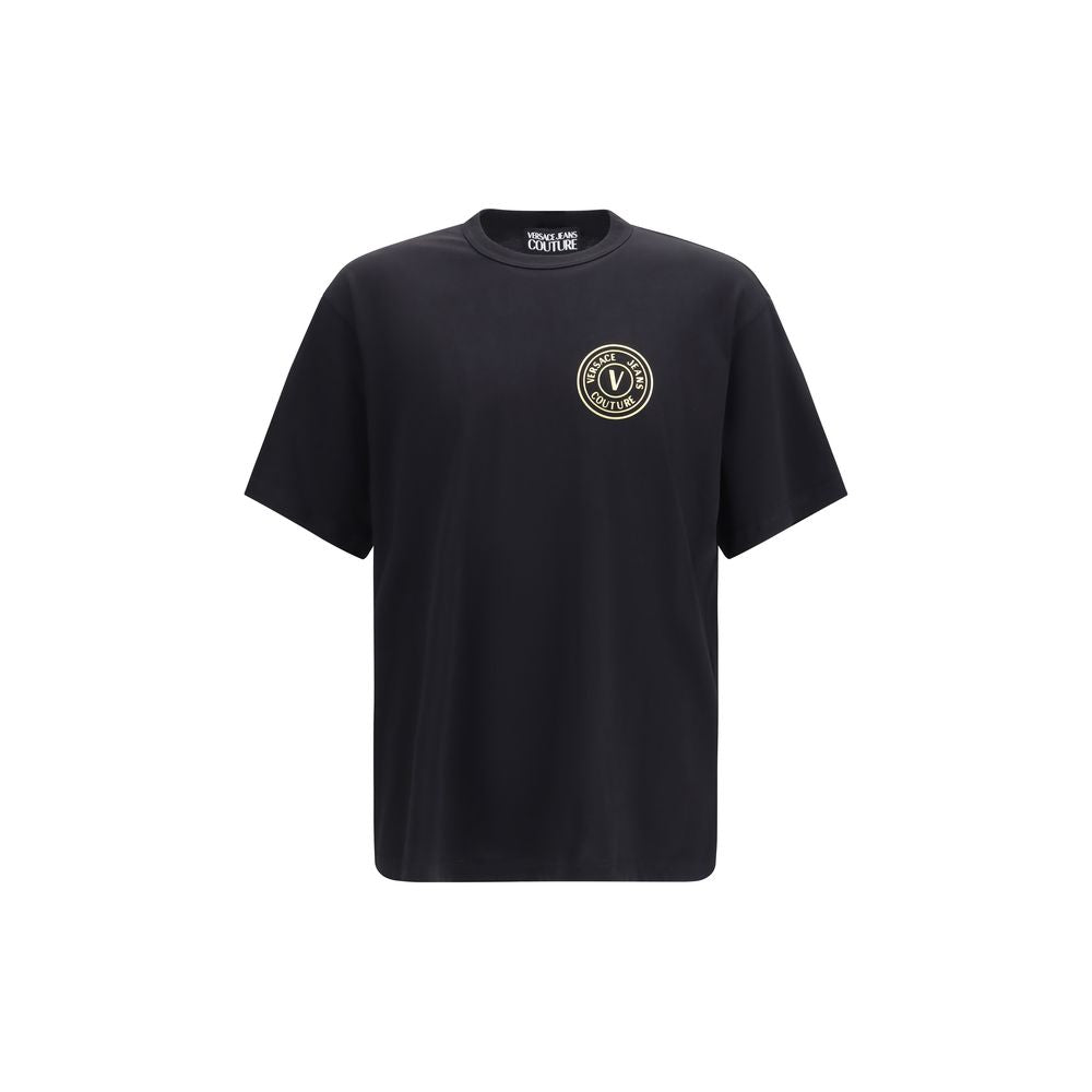 Black Cotton T-Shirt with Versace Jeans Couture Logo