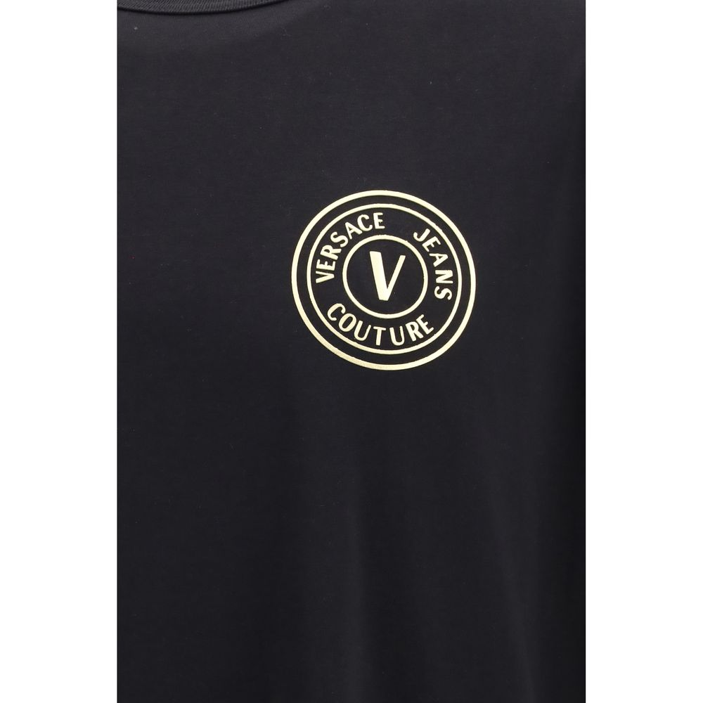 Schwarzes Baumwoll-T-Shirt mit Versace Jeans Couture Logo