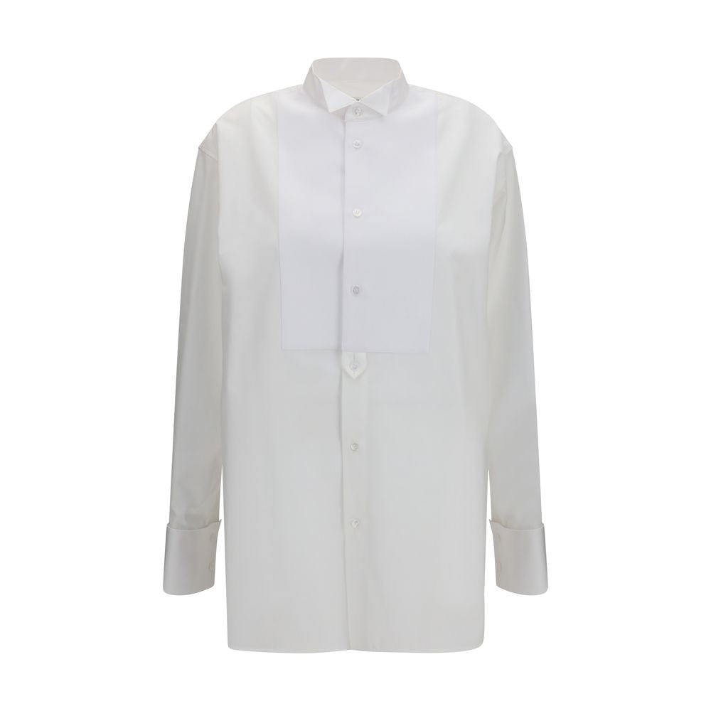 White Cotton Tuxedo Shirt with Wingtip Collar