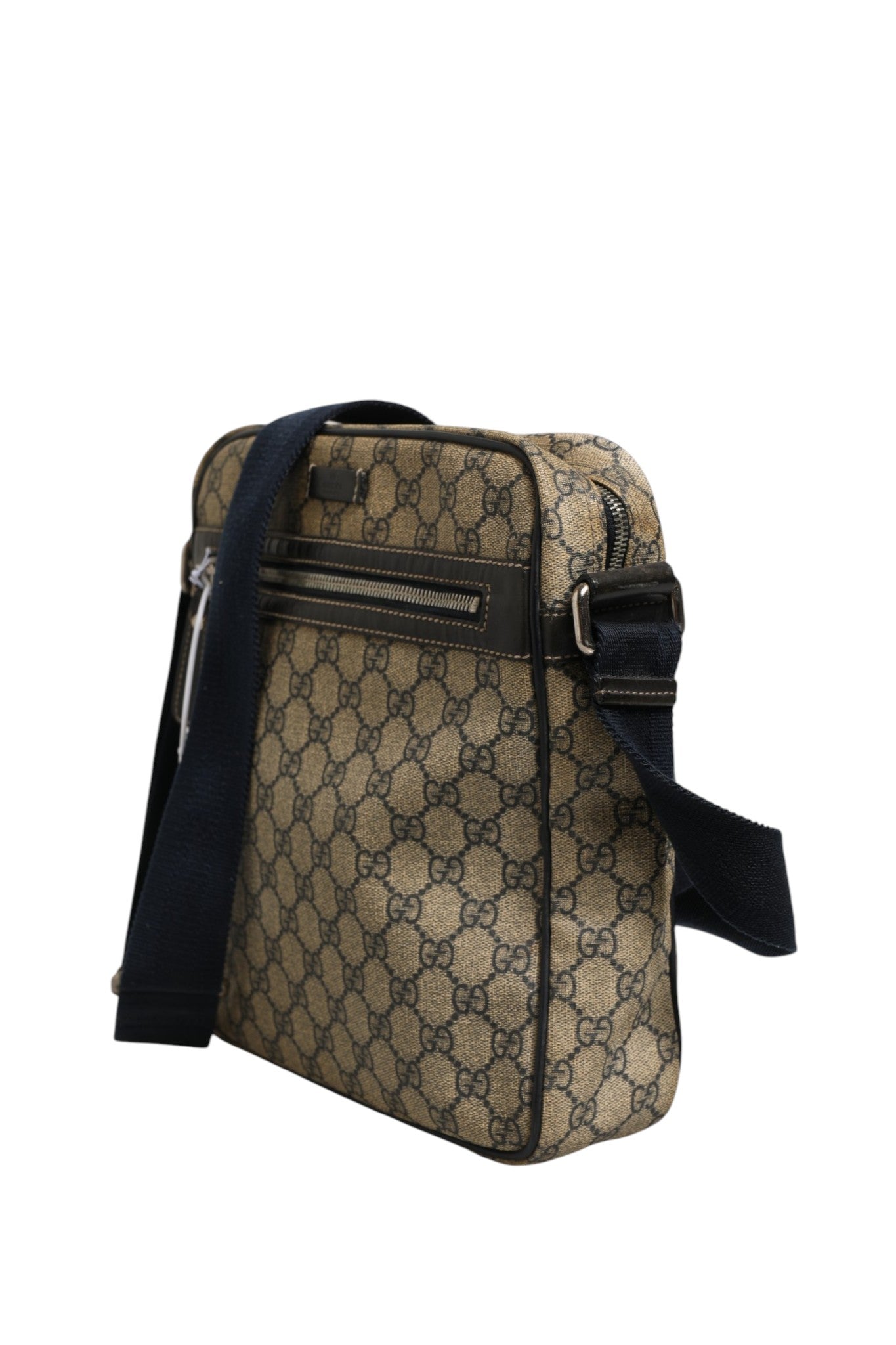 Blaue Supreme Messenger Bag aus Leder