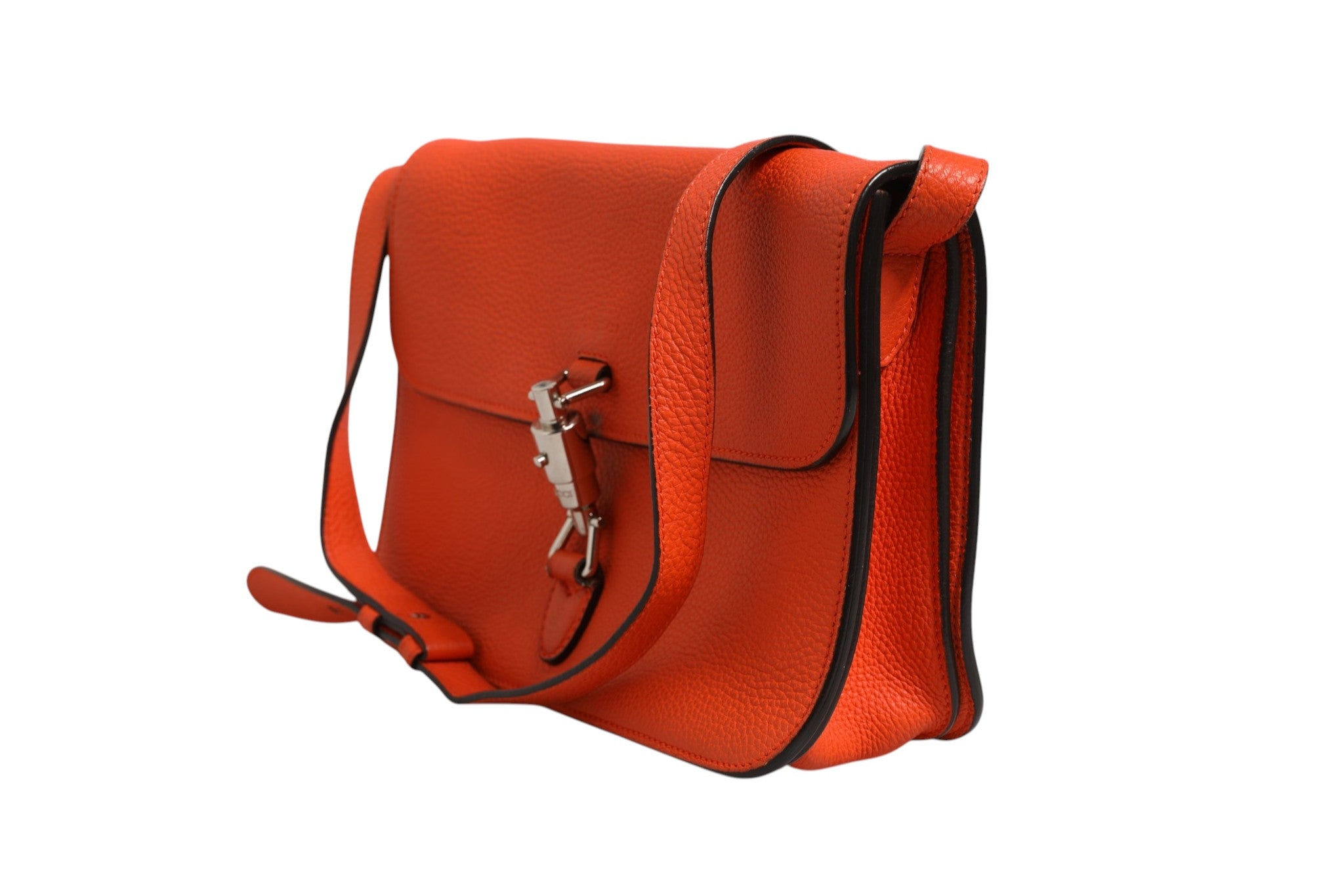 Orange Jackie Leather Soft Flap Shoulder Bag