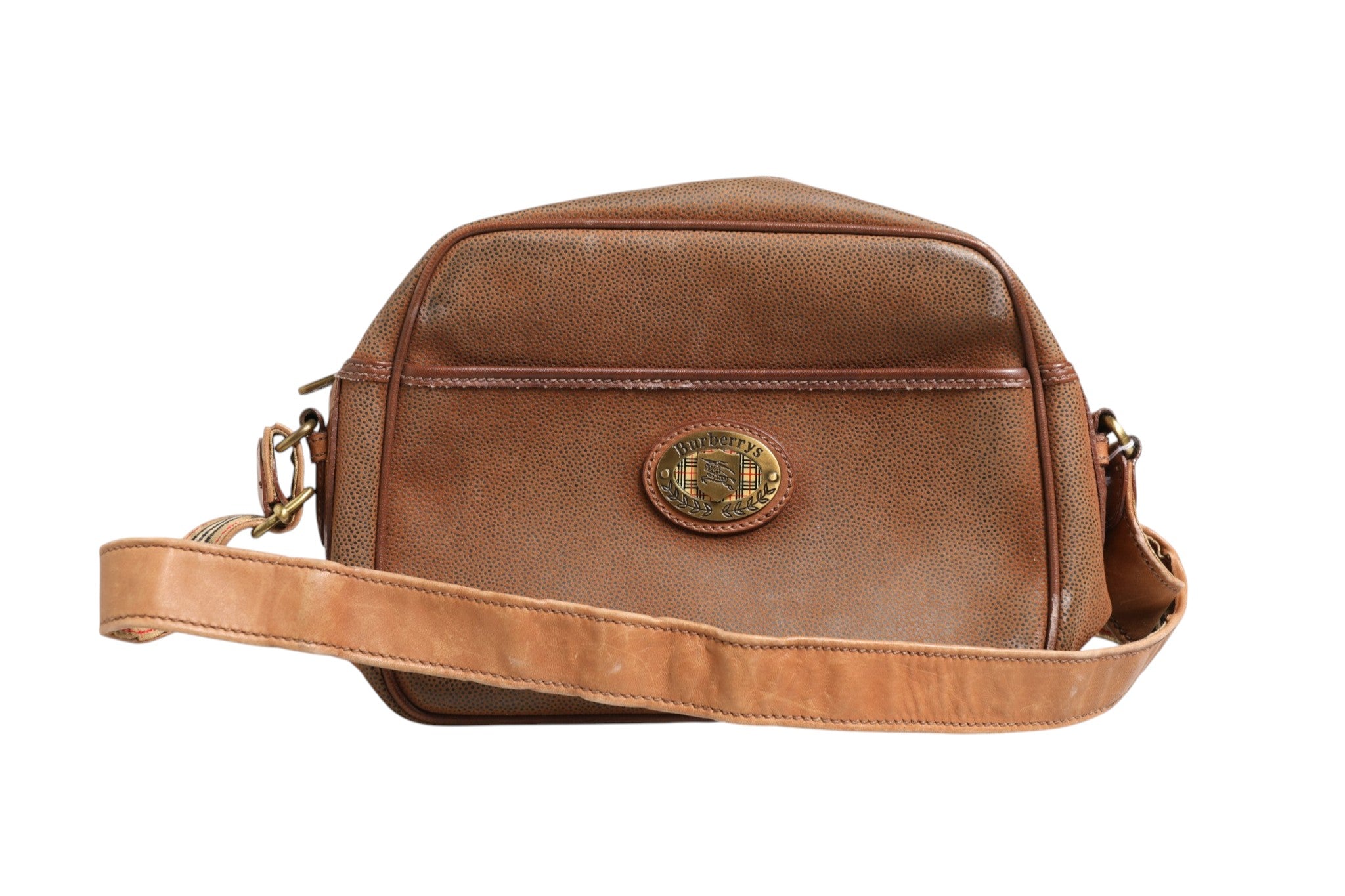 Brown Leather Crossbody Bag with Gold Detail