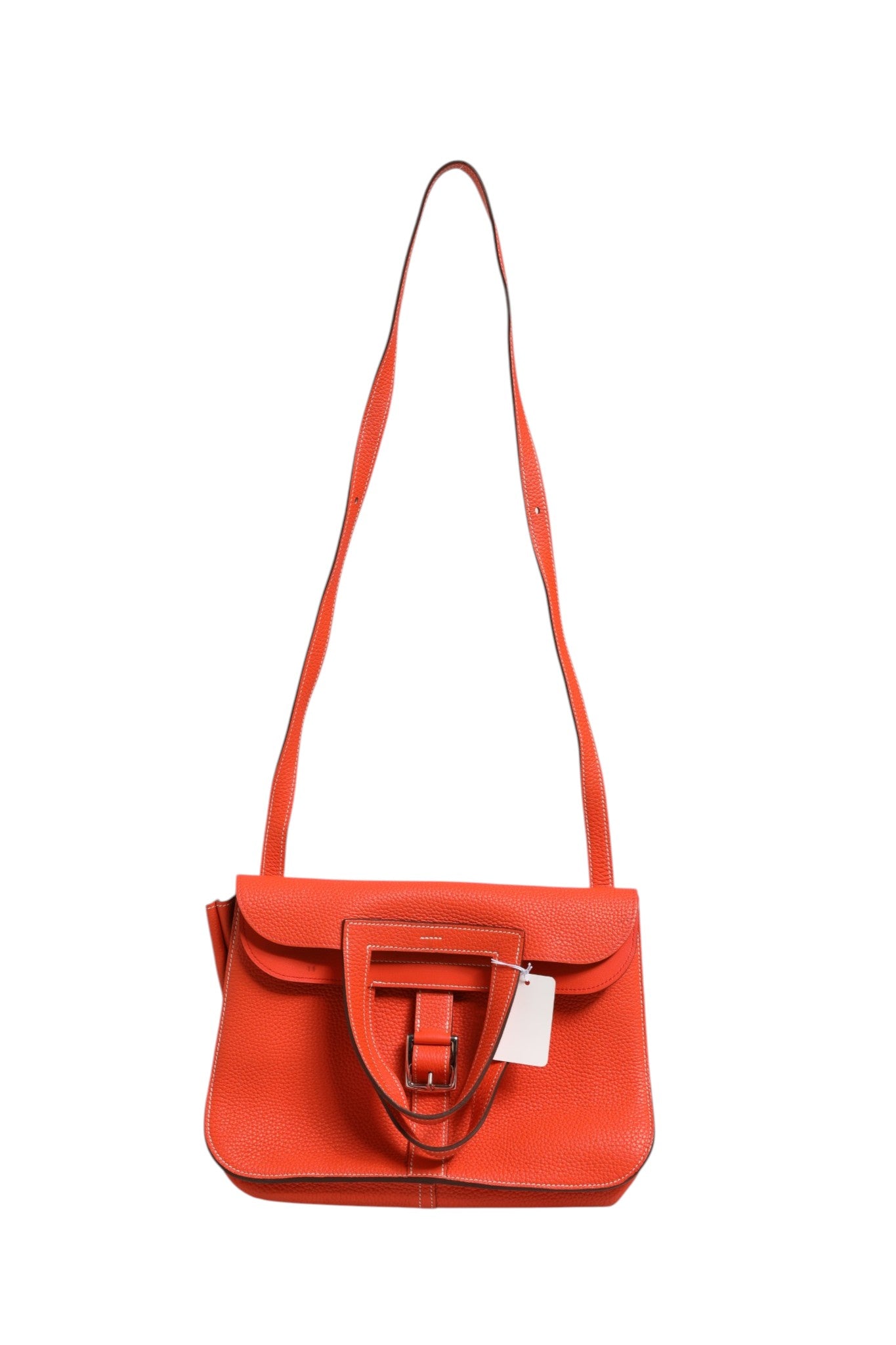 Halzan Orange Rouge Casaque 31 Leather Bag Palladium Hardware