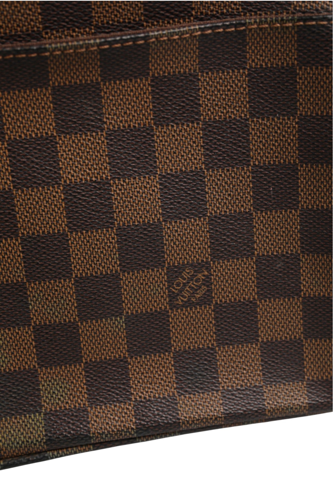 Brown Leather Damier Ebene Messenger Bag Olav PM