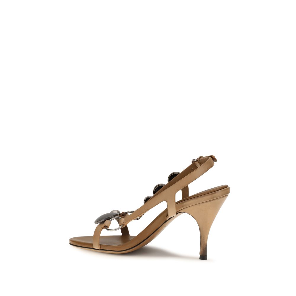 Sandales à talon aiguille Miu Miu en cuir de veau marron Bos Taurus