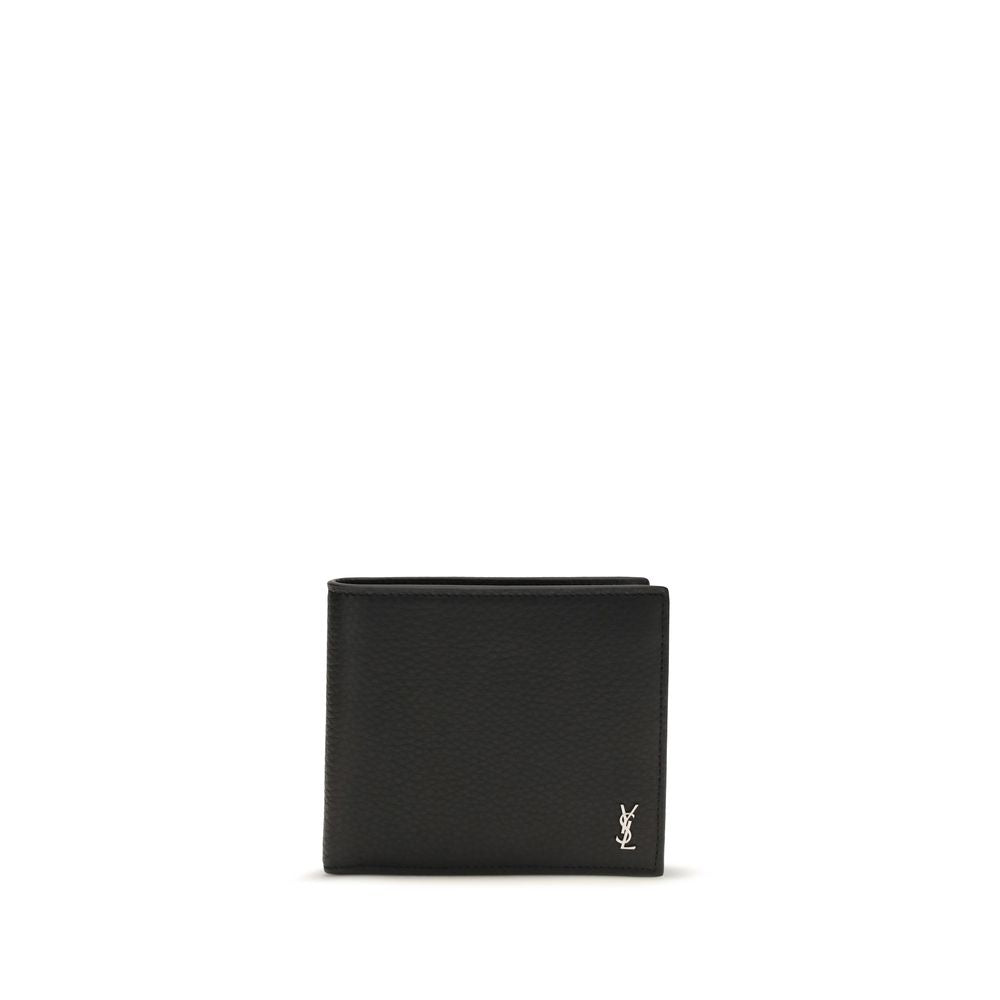 Schwarze Ledergeldbörse mit ikonischem Monogramm-Detail