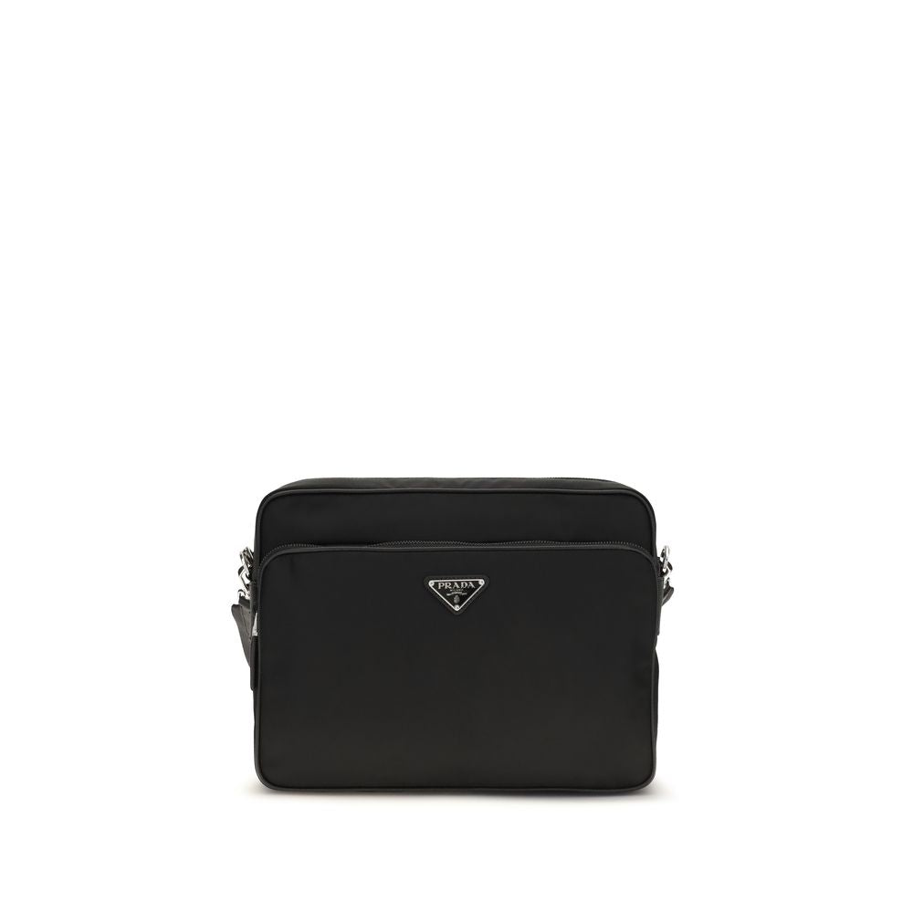 Schwarze Prada Umhängetasche aus Synthetik mit Lederdetails