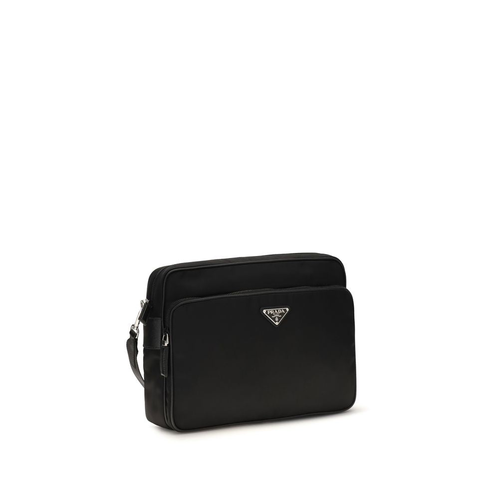 Schwarze Prada Umhängetasche aus Synthetik mit Lederdetails