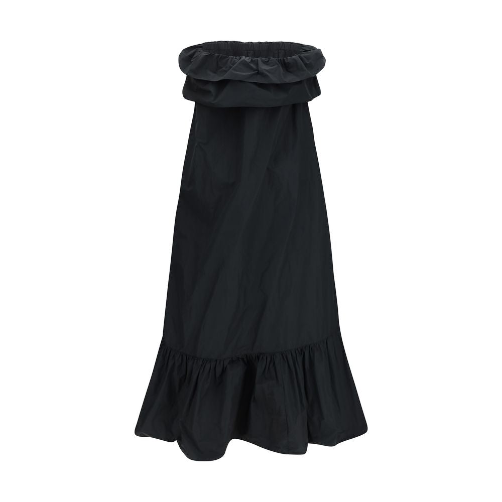 Schwarzes Freizeitkleid aus Synthetik mit gerafftem Oberteil