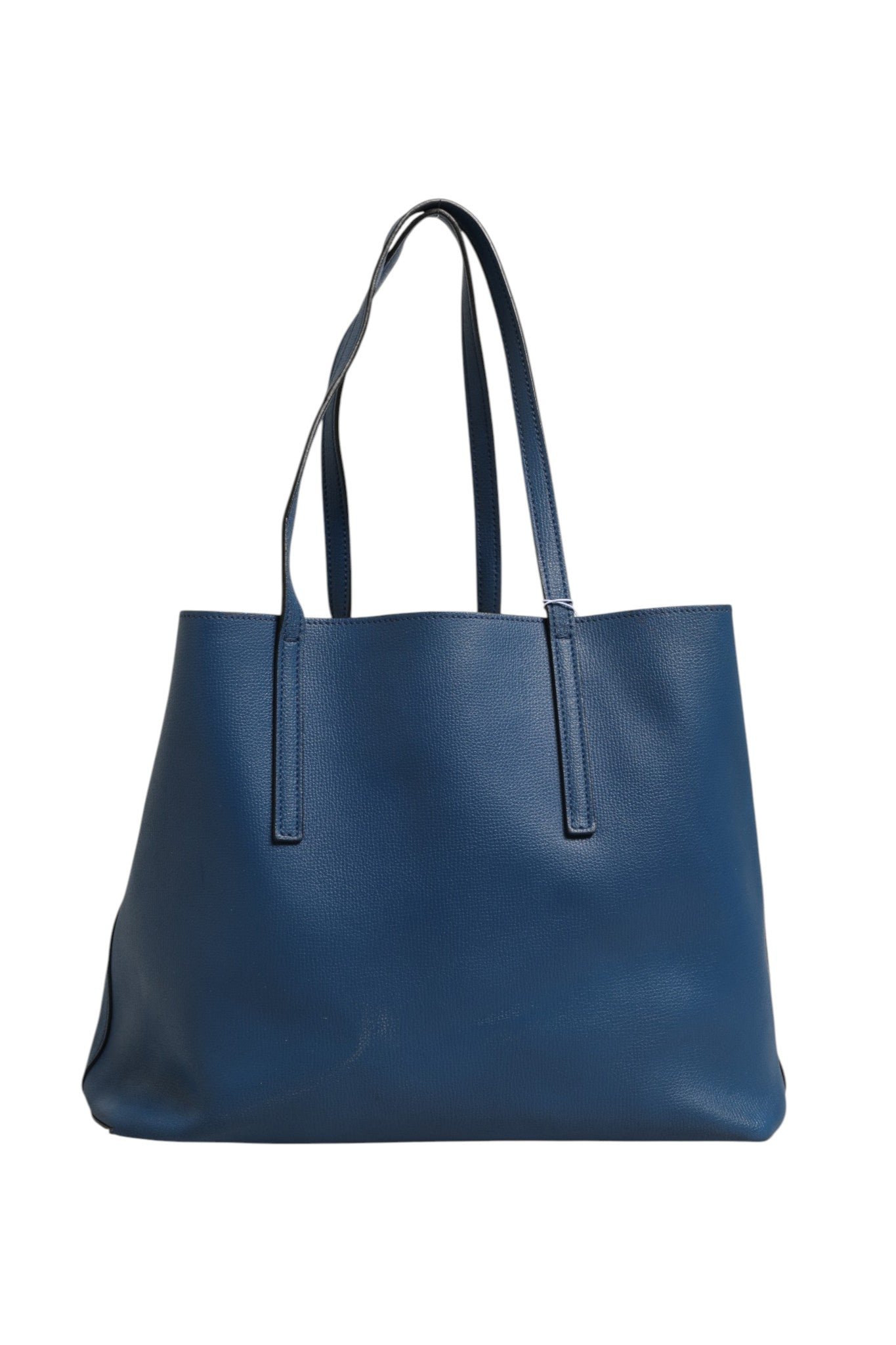 Navy Blue Leather Tote with Pouch