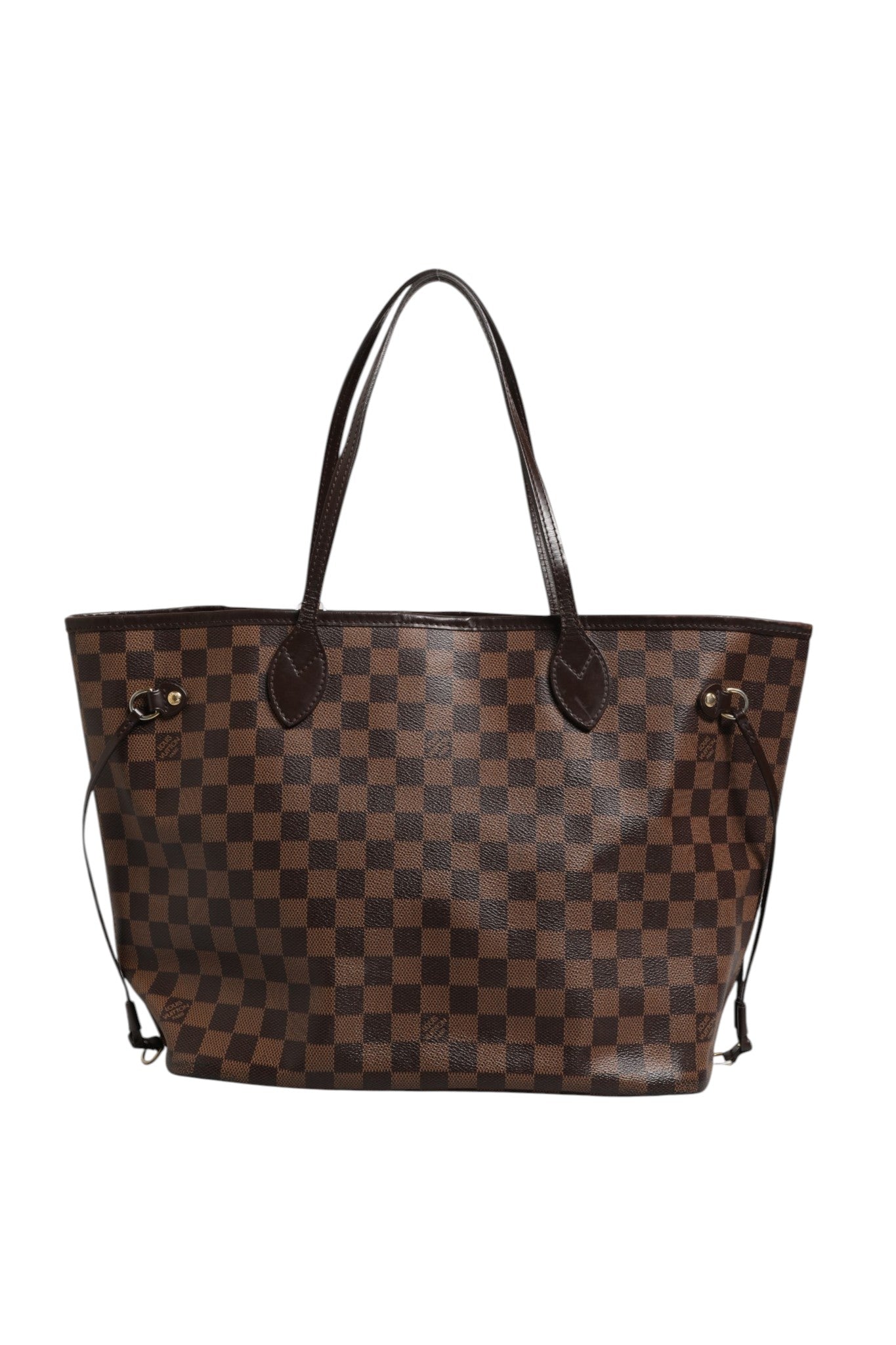 Brown Leather Neverfull MM Tote with Pouch