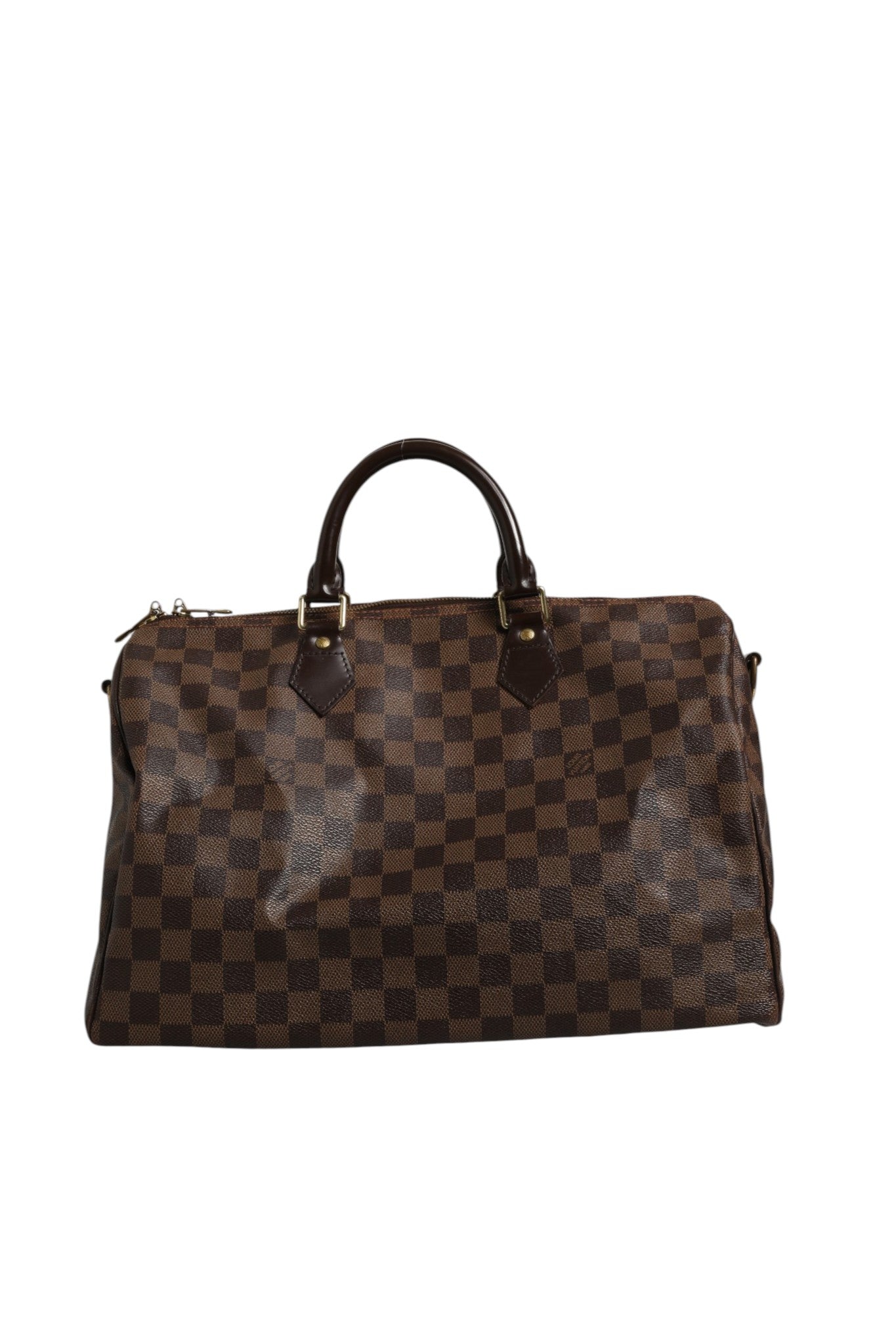 Brown Leather Speedy Bandoulière 35 Damier Ebene Bag