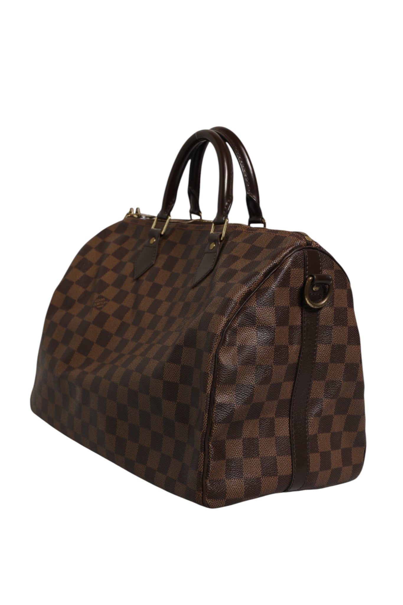 Brown Leather Speedy Bandoulière 35 Damier Ebene Bag