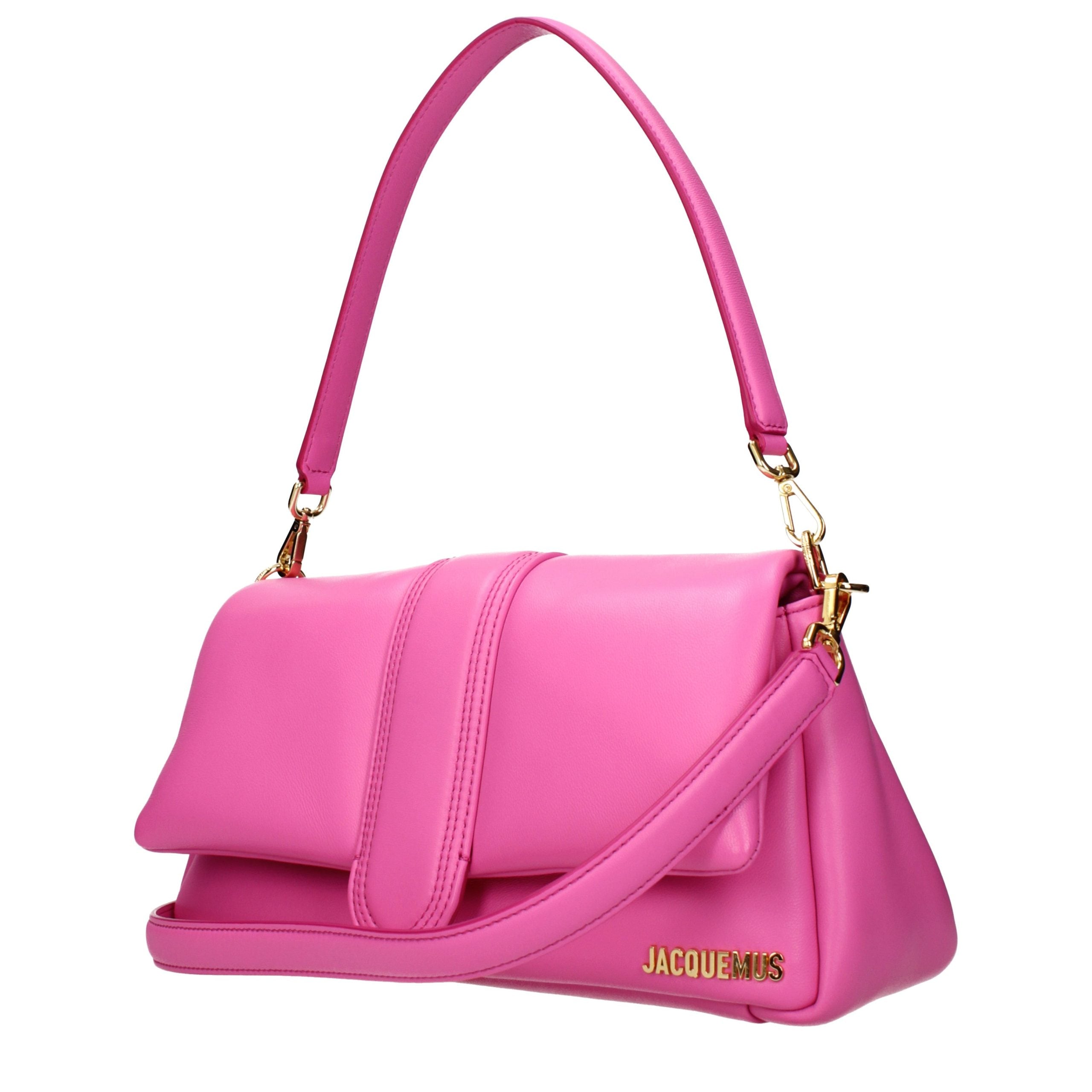 Fuchsia Leather Shoulder Bag with Removable Handles by Jacquemus