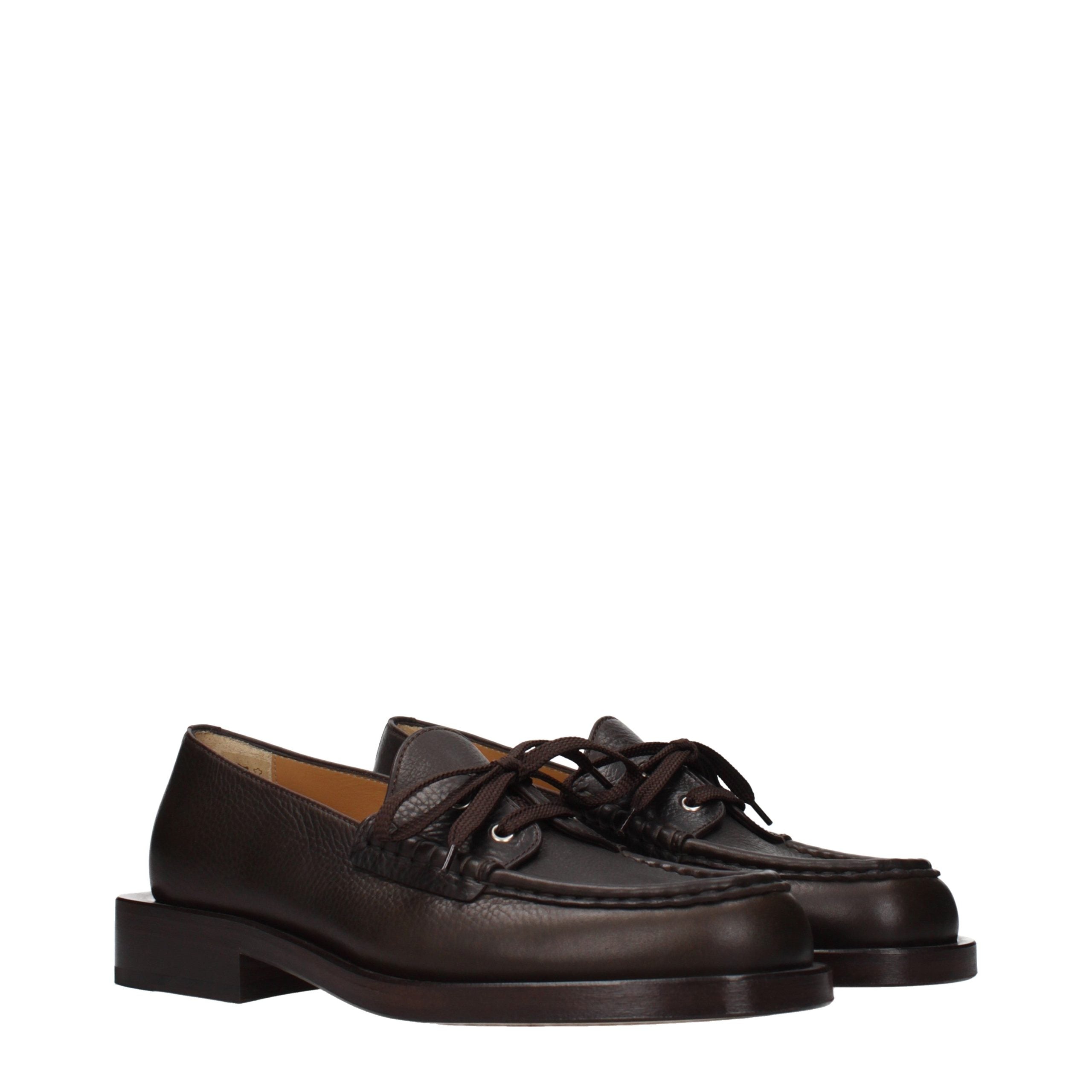 Brown Leather Loafers with Front Detail