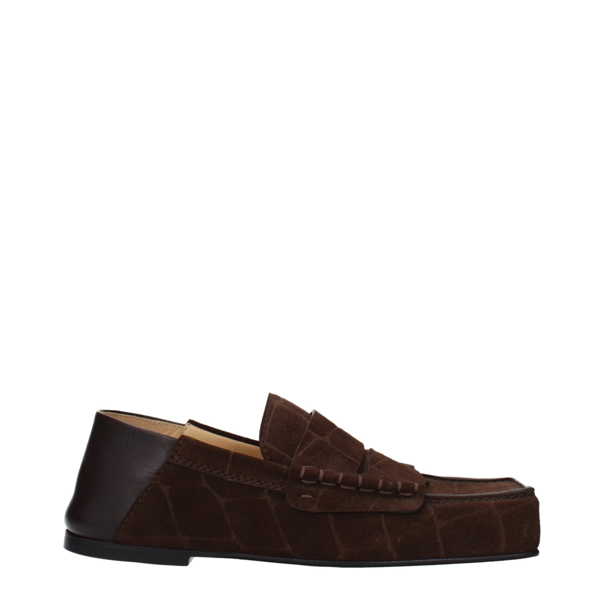 Brown Leather Loafers with Vintage Effect