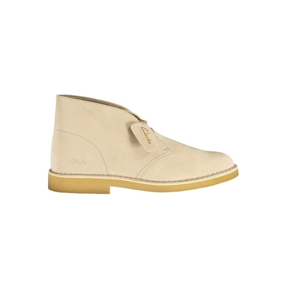 Beige Leder-Wildleder Herren-Halbstiefel