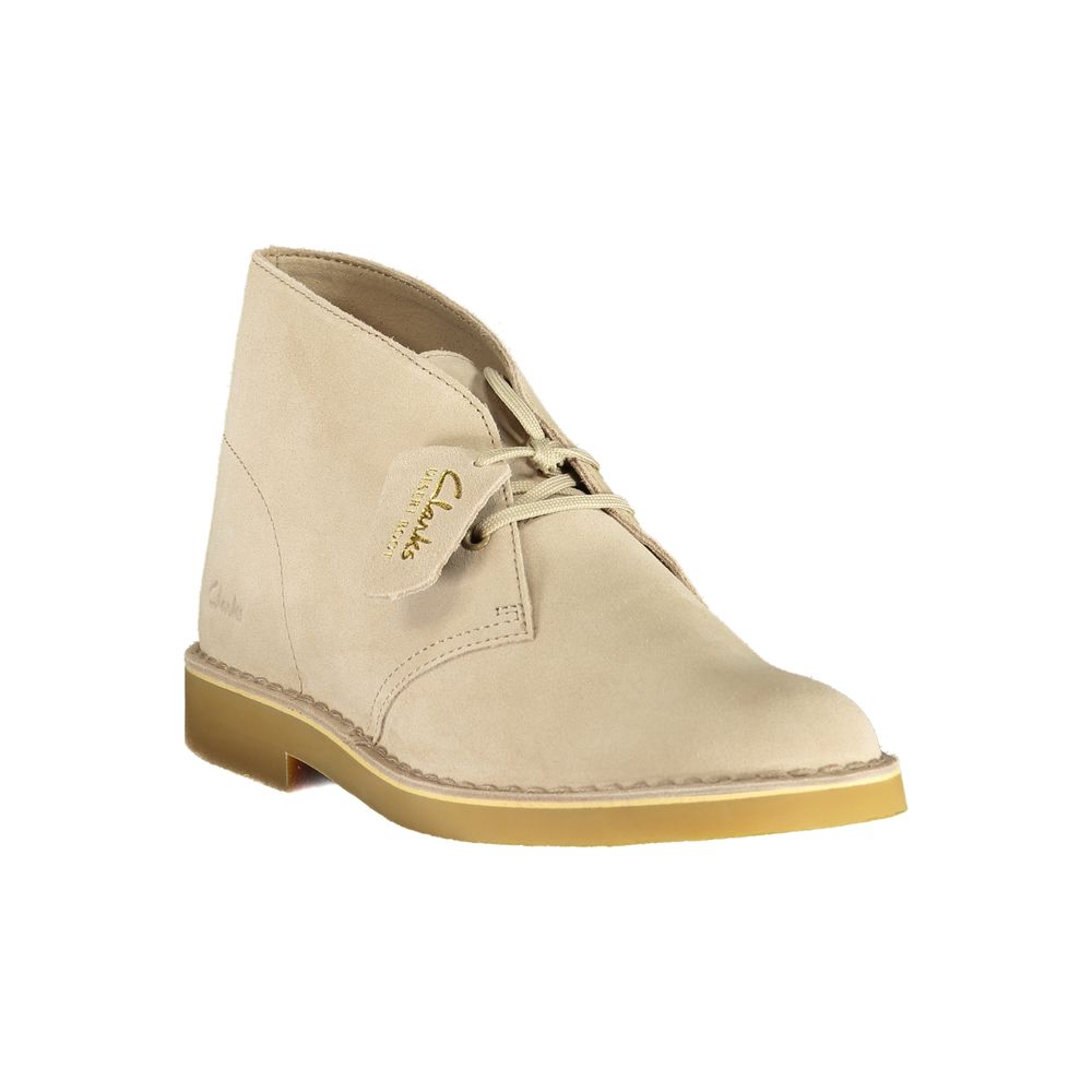 Beige Leder-Wildleder Herren-Halbstiefel