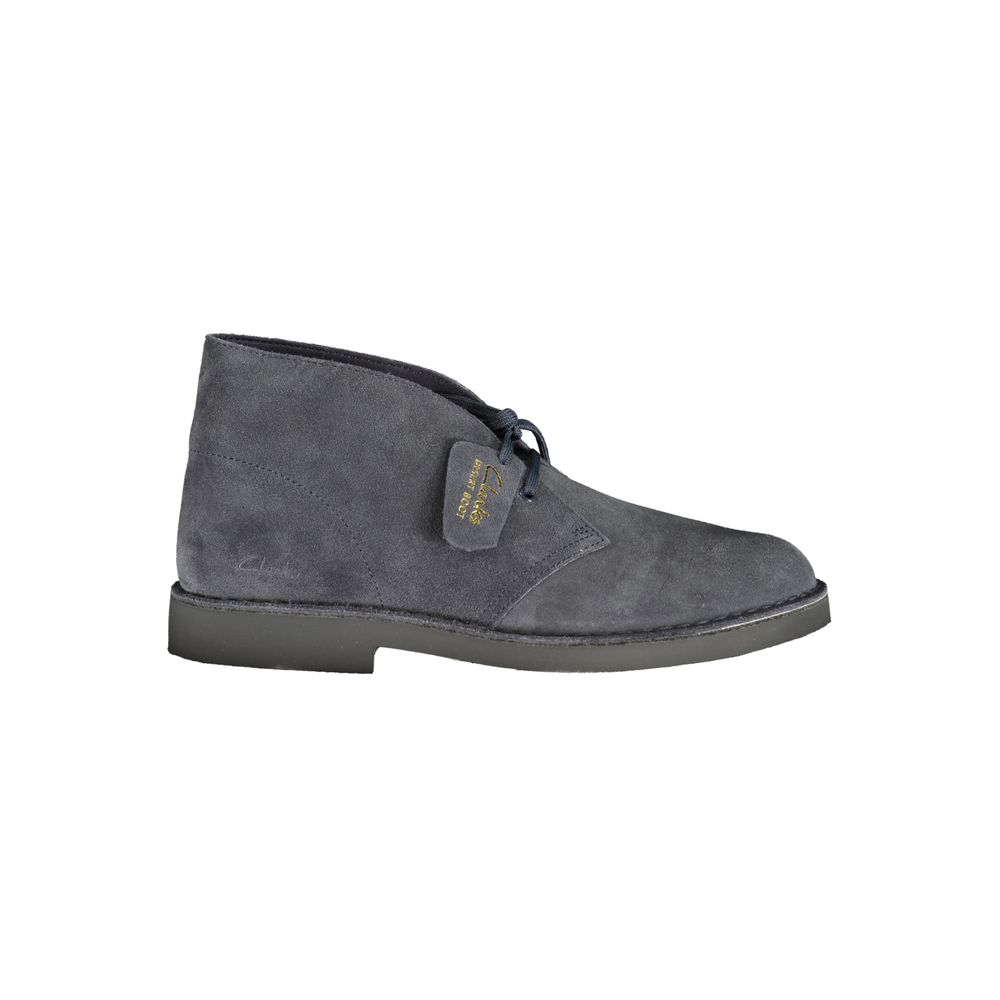 Blaue Lederstiefeletten mit Wildlederoptik